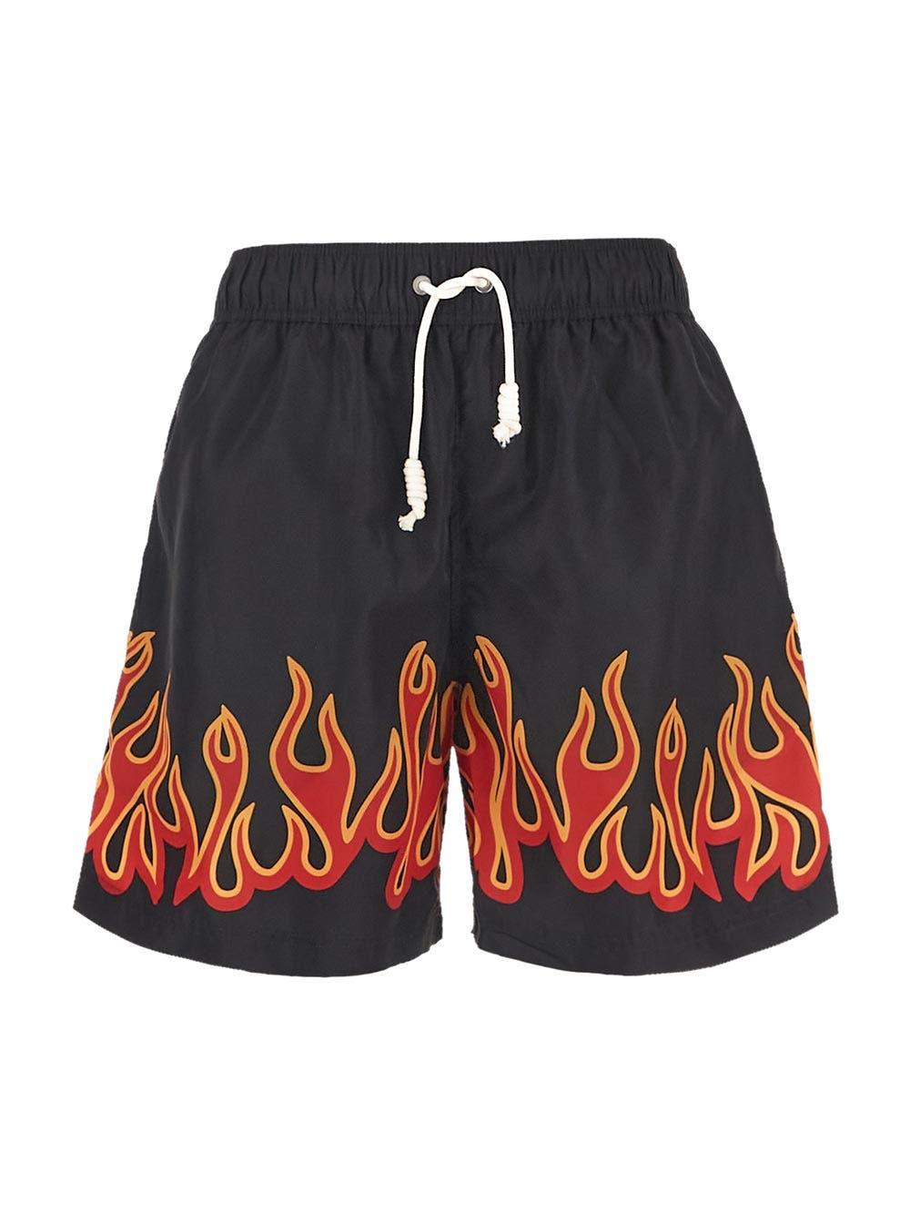 Palm Angels Synthetic Burning Flames Swimsuit in Black (Red) for Men | Lyst