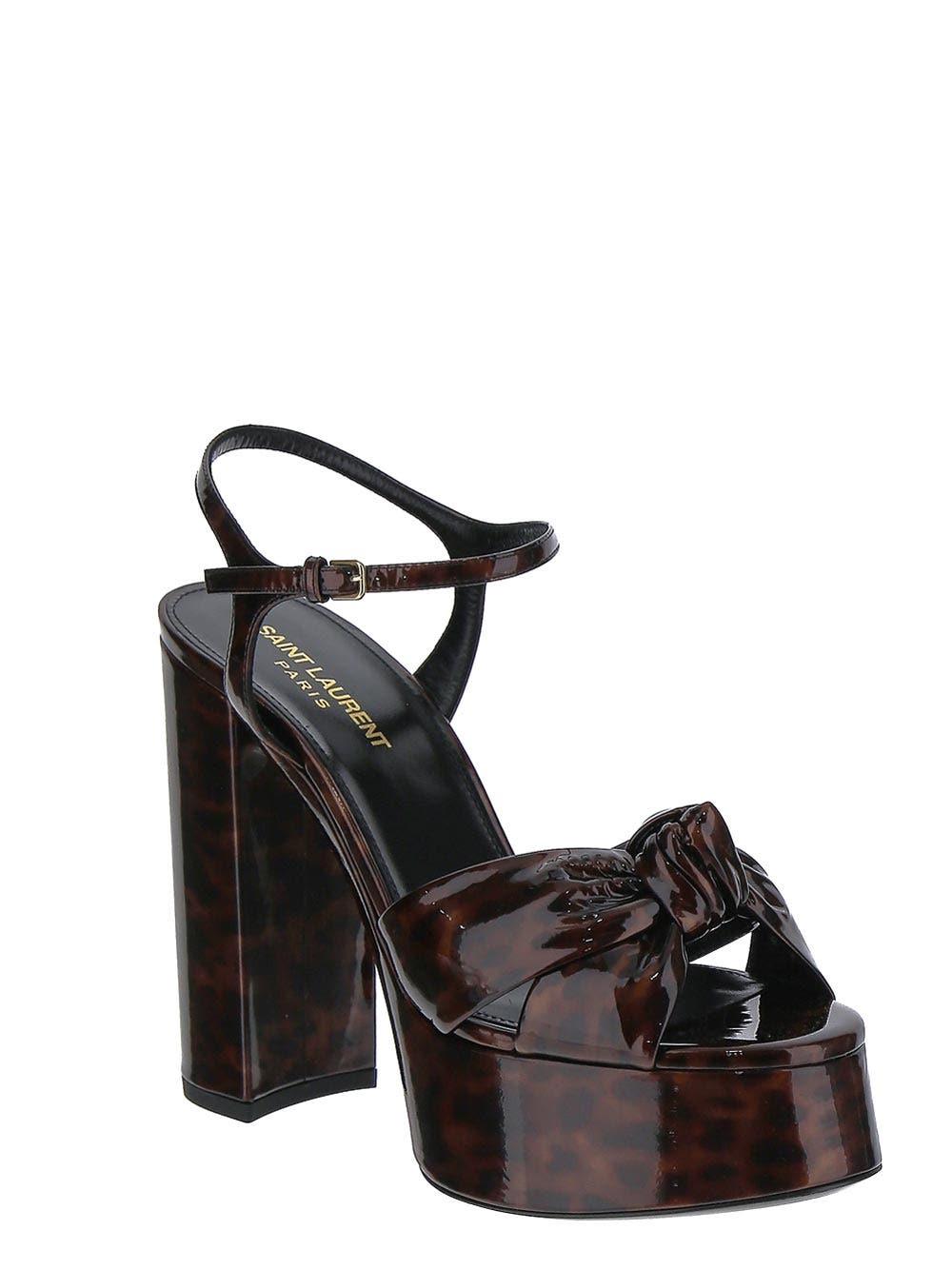 Saint Laurent Bianca Sandals In Tortoiseshell Patent Leather in Brown | Lyst