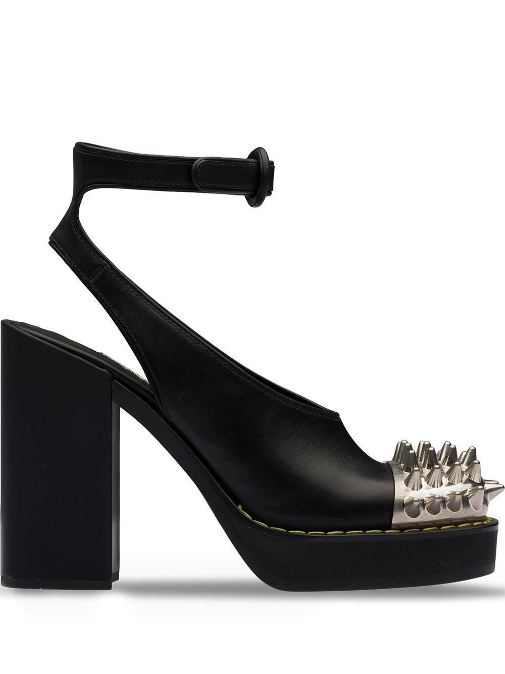 black spiked platform heels