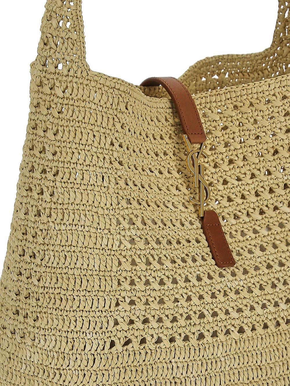 Saint Laurent Ysl Crochet Raffia Hobo Bag
