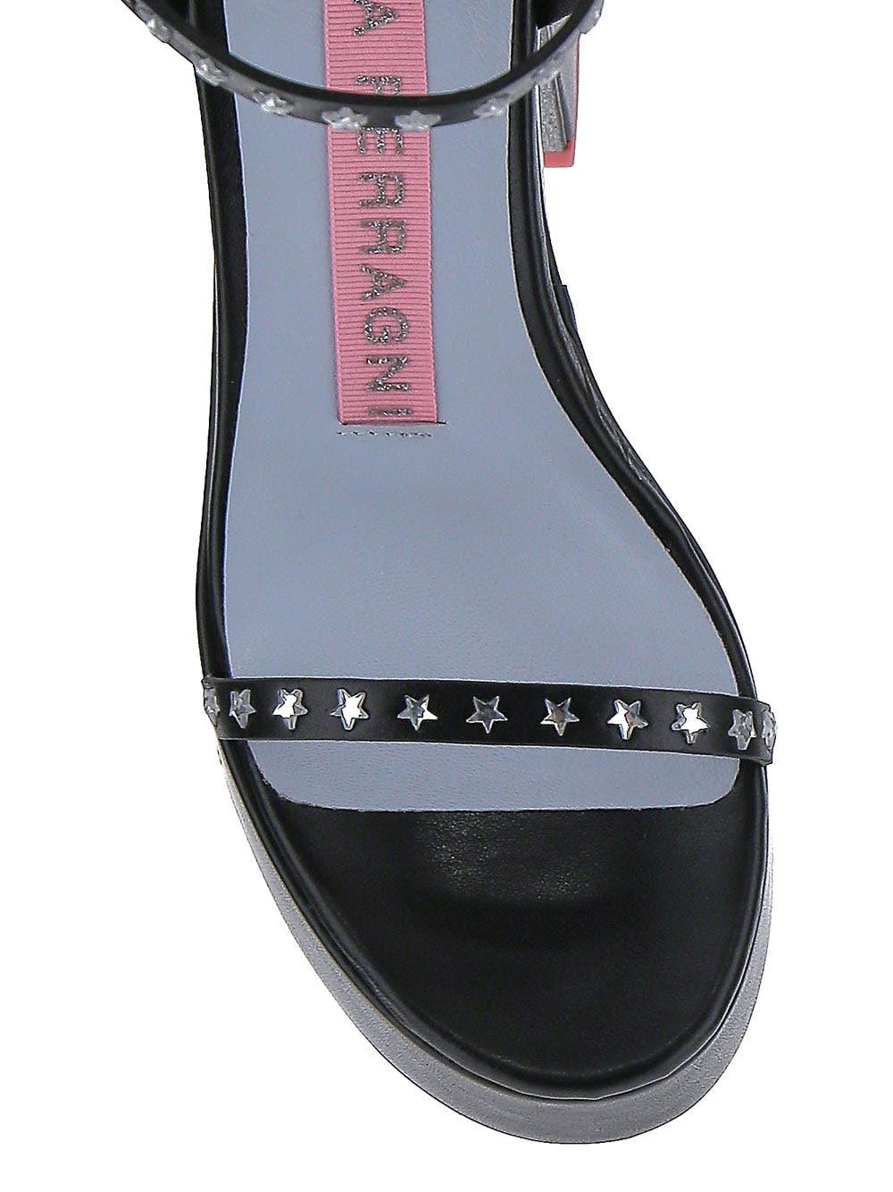 Chiara Ferragni Stars Leather Platform Sandal in Black Womens Shoes Heels Sandal heels Save 1% 