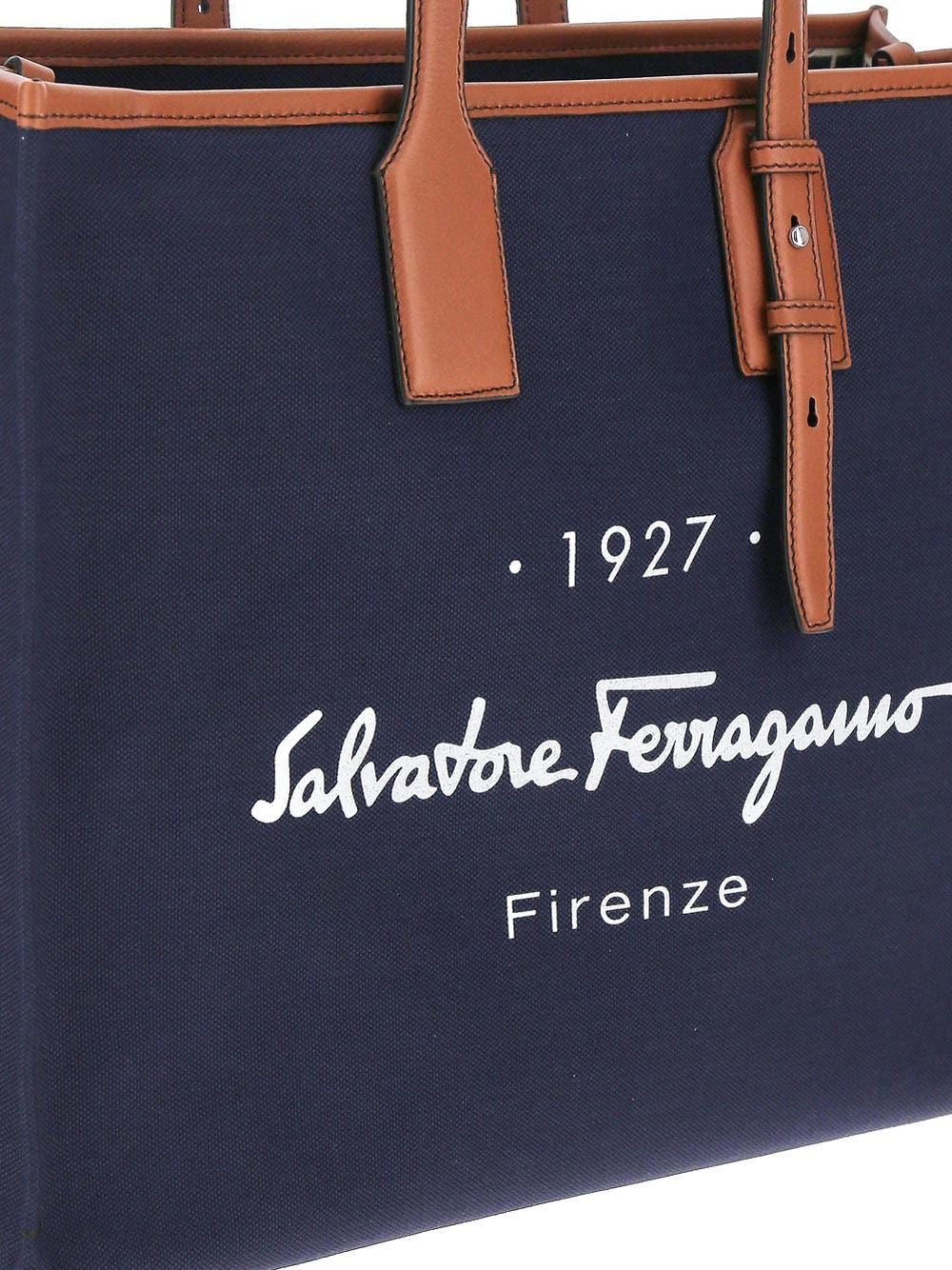 Salvatore Ferragamo Navy Blue Leather Shoulder Bag