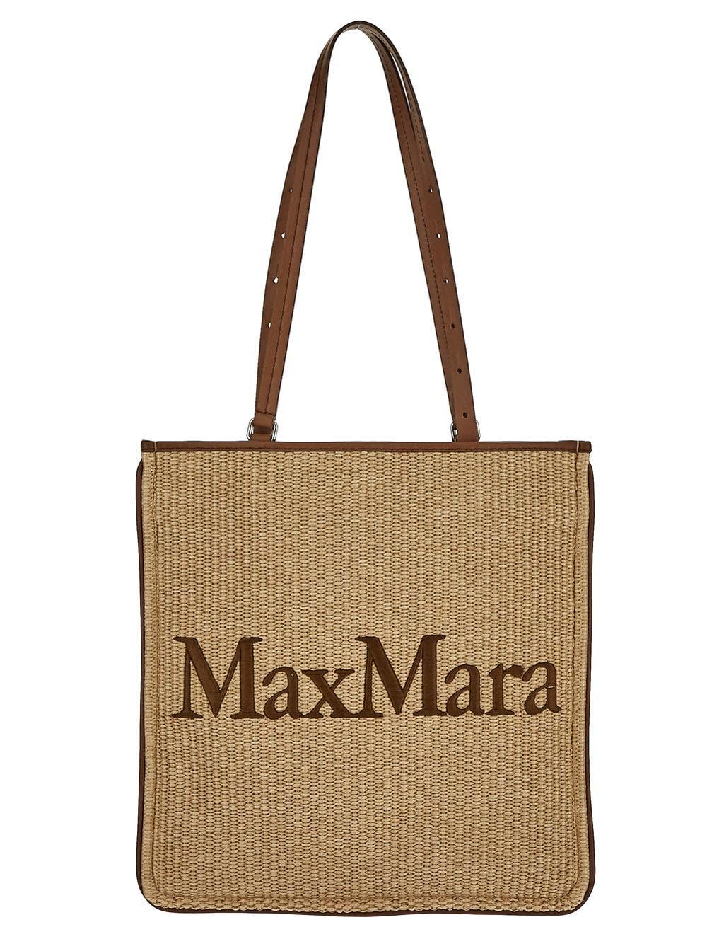 Max Mara Logo Tote Bag in Natural | Lyst