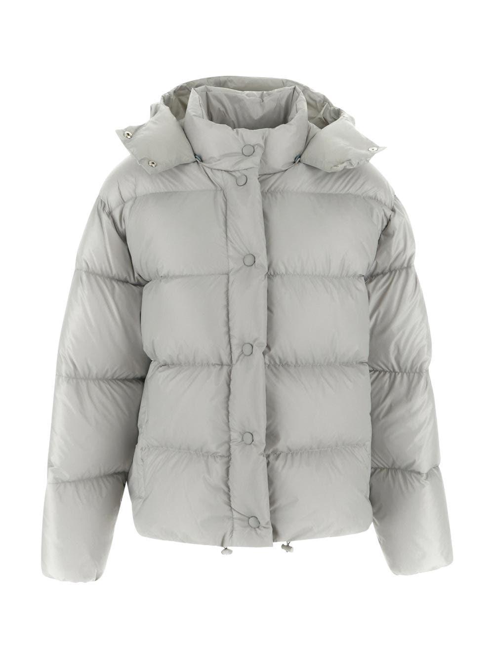 Miu Miu Quilted Down Jacket in Gray | Lyst