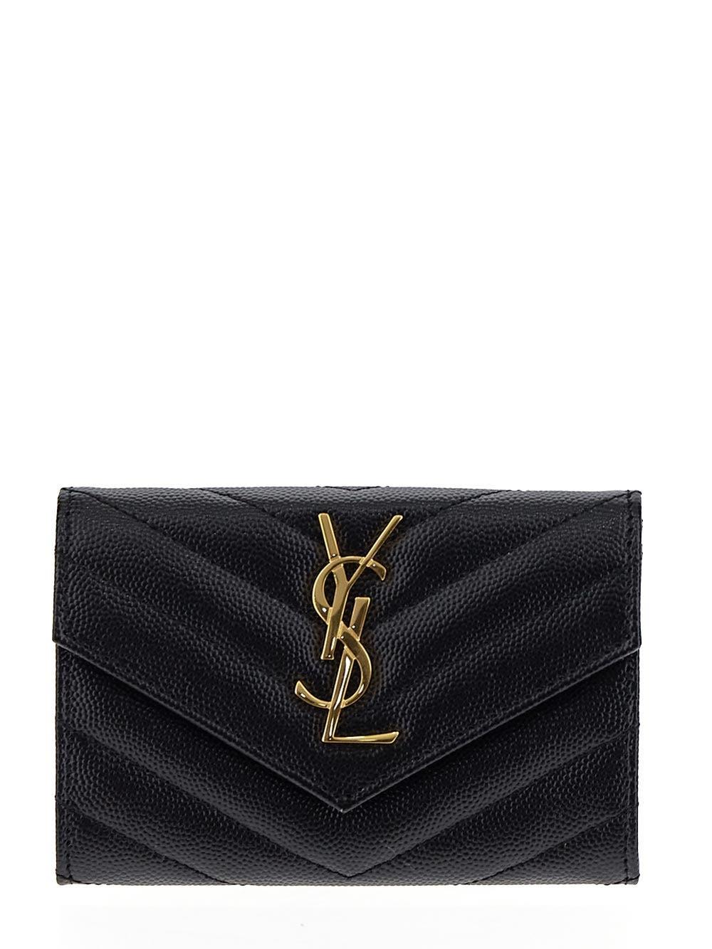 SMALL ENVELOPE IN QUILTED GRAIN DE POUDRE LEATHER, Saint Laurent