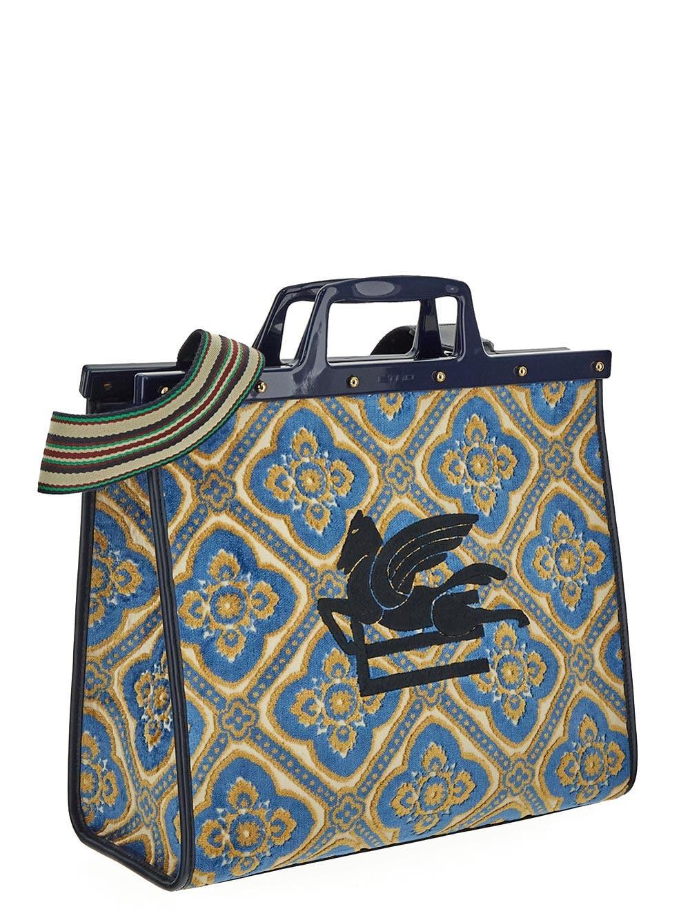 ETRO: Soft Trotter bag in jacquard cotton blend with logo - Multicolor