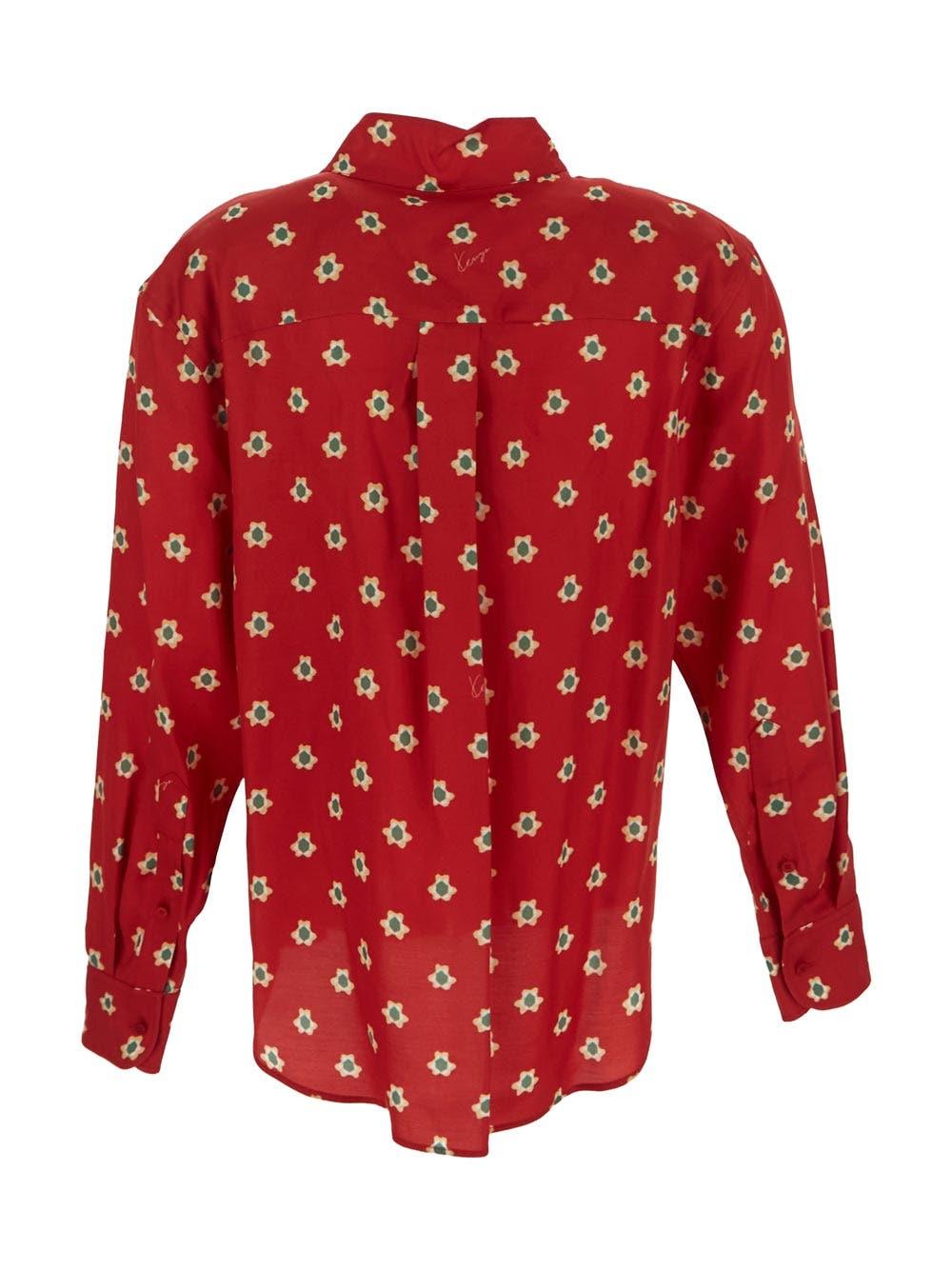 KENZO Teddy Flower Shirt in Red | Lyst