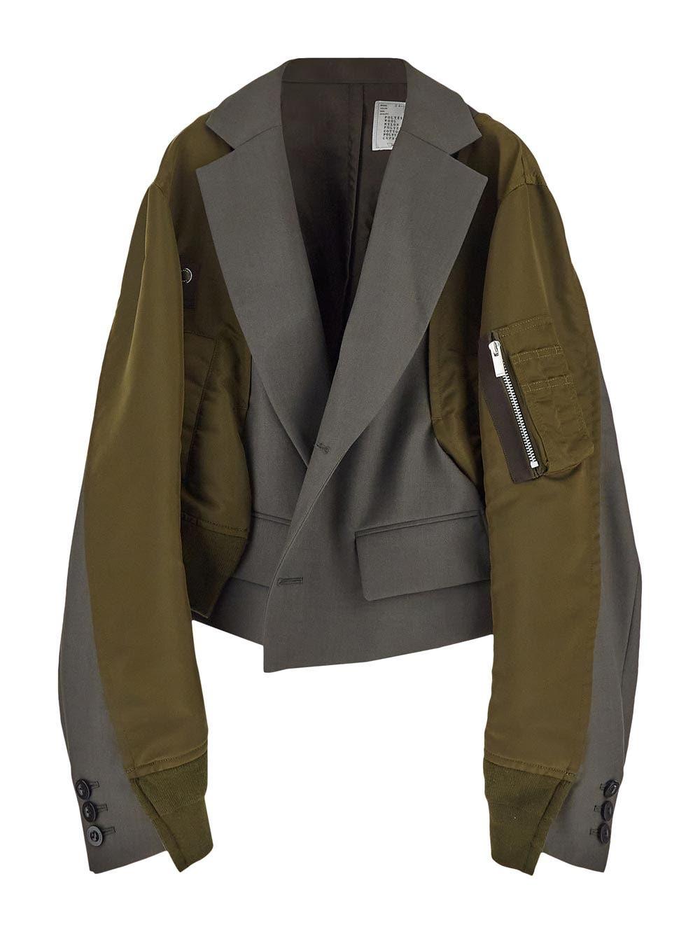 【送料&関税込】Sacai Green Cotton Blend Blazer Nike Blazer Low sacai Medium Grey Classic Green Men's