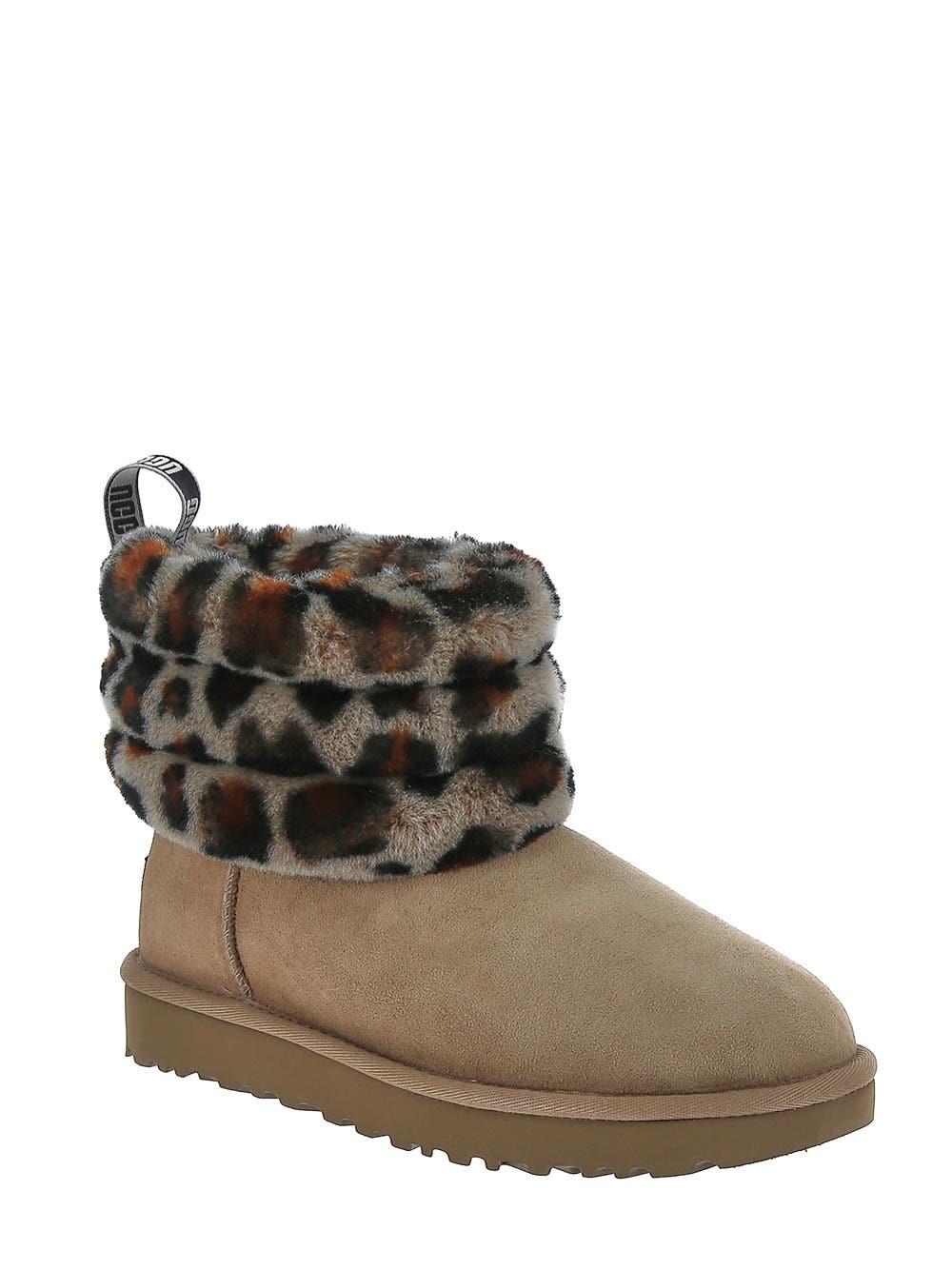 UGG Suede Fluff Mini Quilted Leopard in Beige (Natural) | Lyst