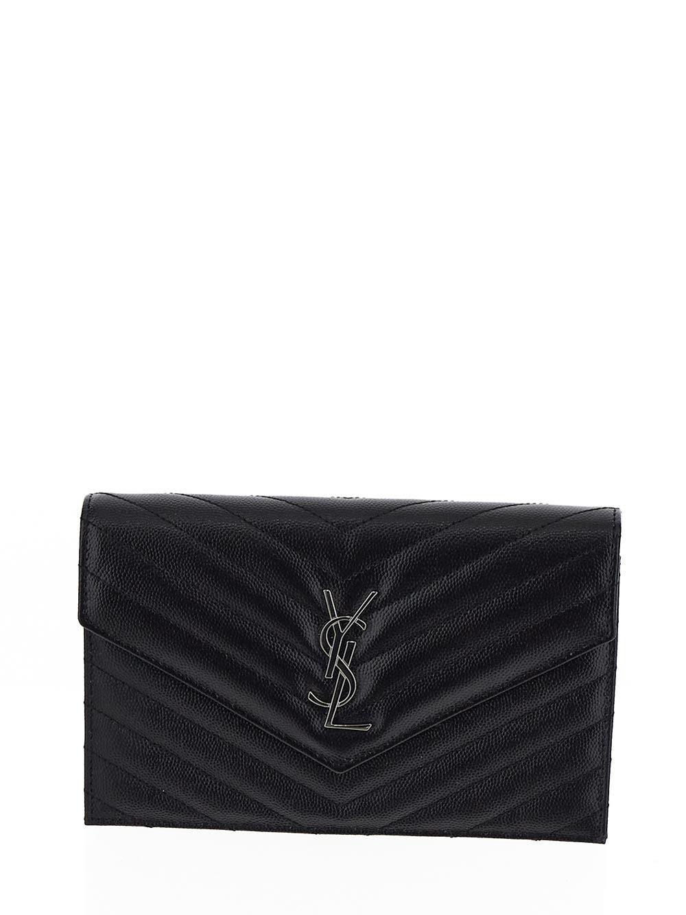 Portefeuille enveloppe leather crossbody bag Saint Laurent Black