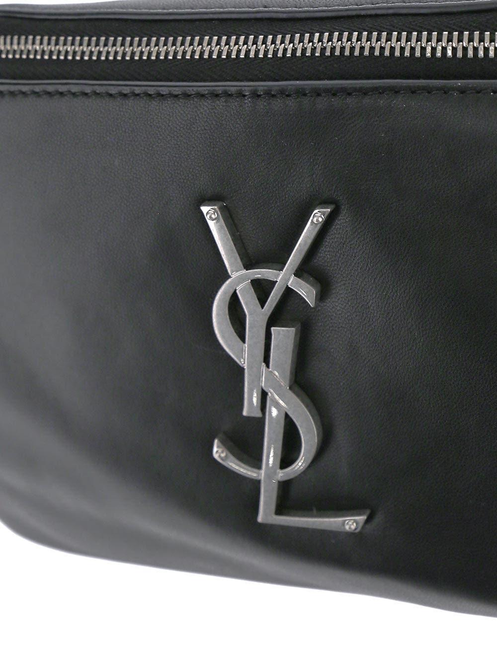 Saint Laurent Cassandre Leather Belt Bag in Black for Men