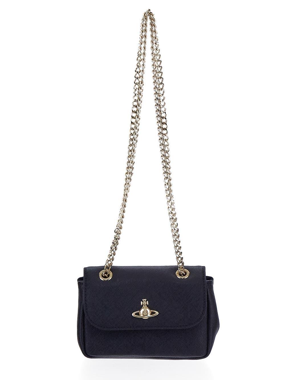 Vivienne Westwood Saffiano Small Purse With Chain in Blue | Lyst