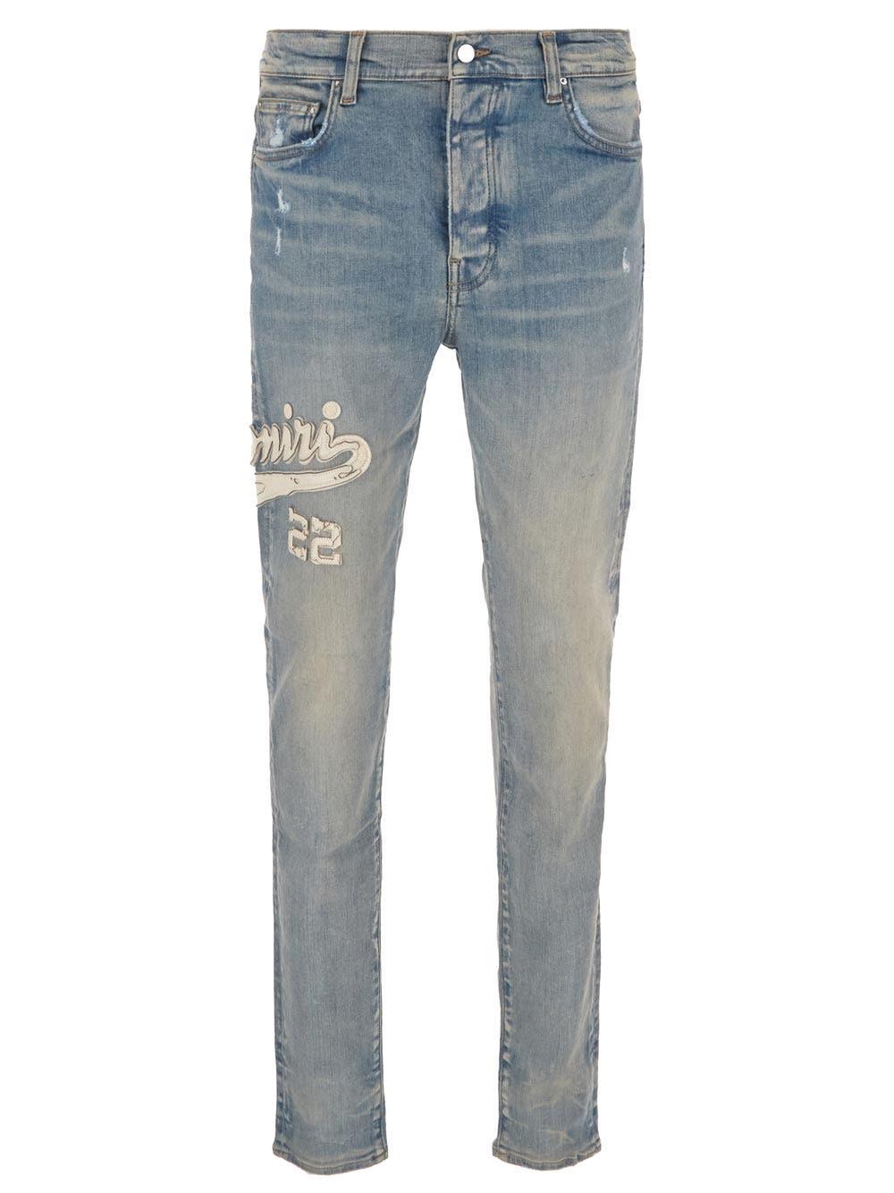 Amiri Varsity Applique Logo Jeans in Blue for Men Lyst