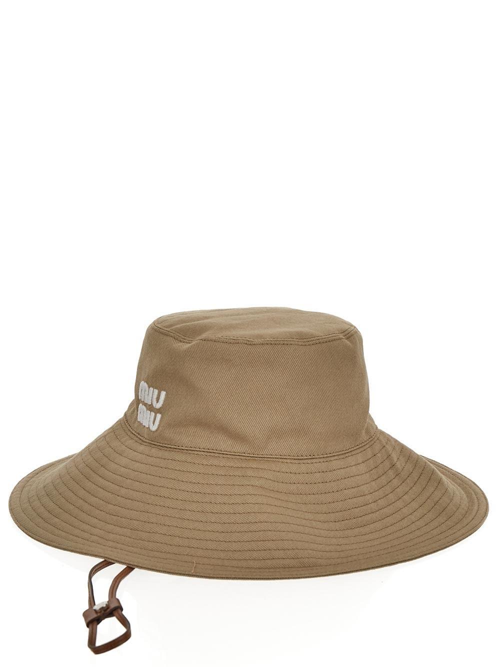 Miu Miu logo-embroidered woven bucket hat - Neutrals