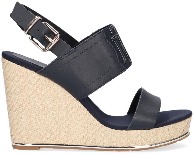 Tommy Hilfiger Canvas Blauwe Sandalen Th Elastic High Wedge in het Blauw -  Lyst