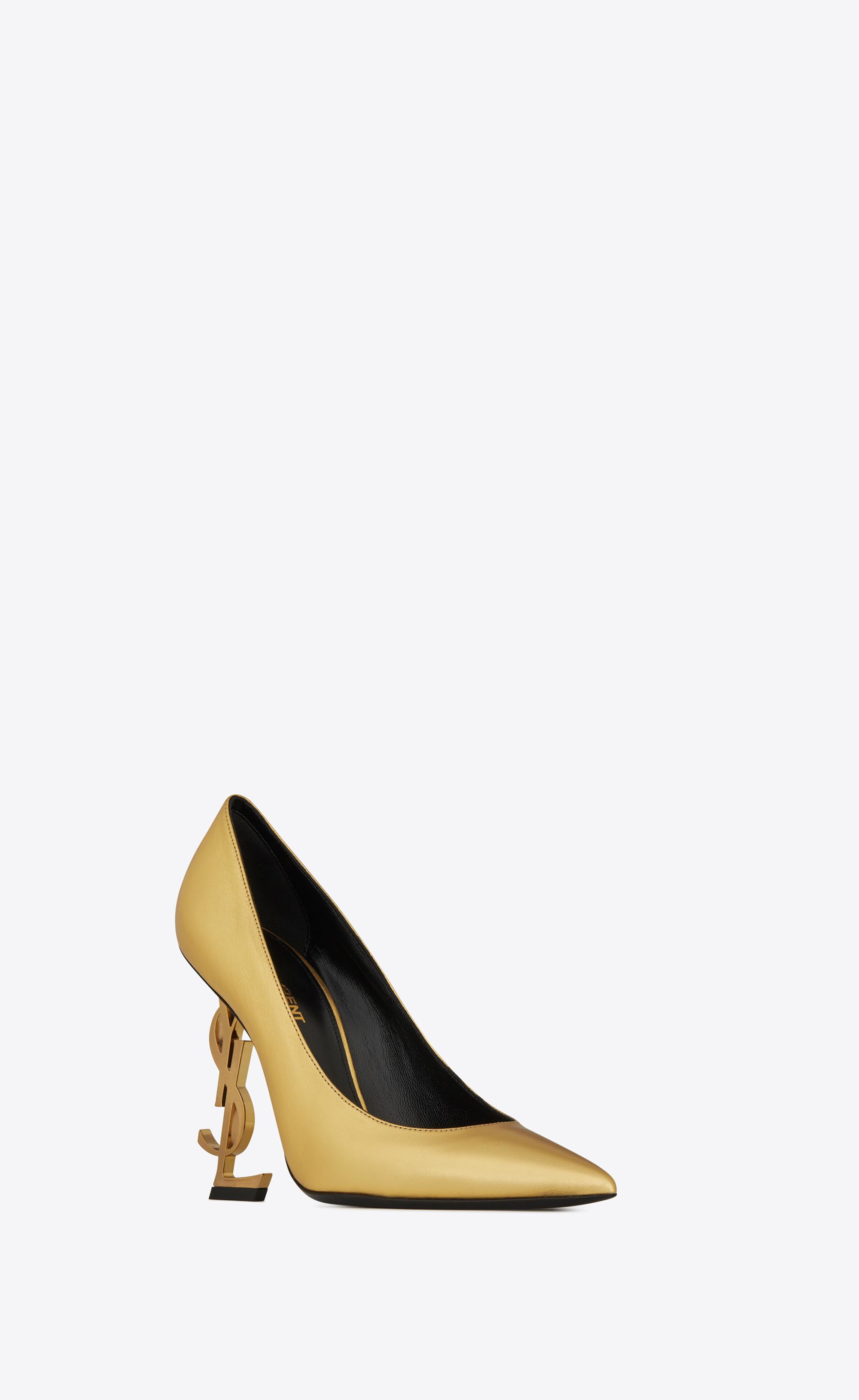 Saint Laurent Opyum Pumps With Gold-toned Heel In Smooth Leather in ...