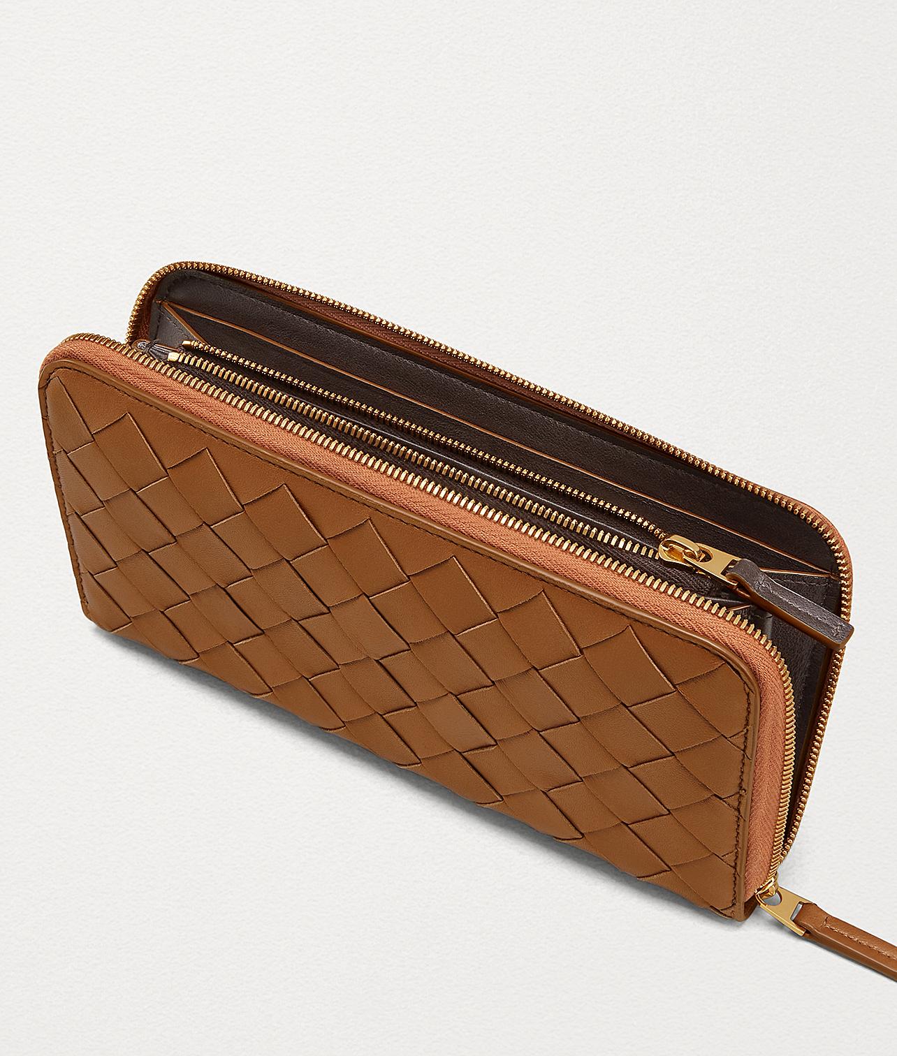 Bottega Veneta Leather Medium Zip Around Wallet in Brown - Lyst