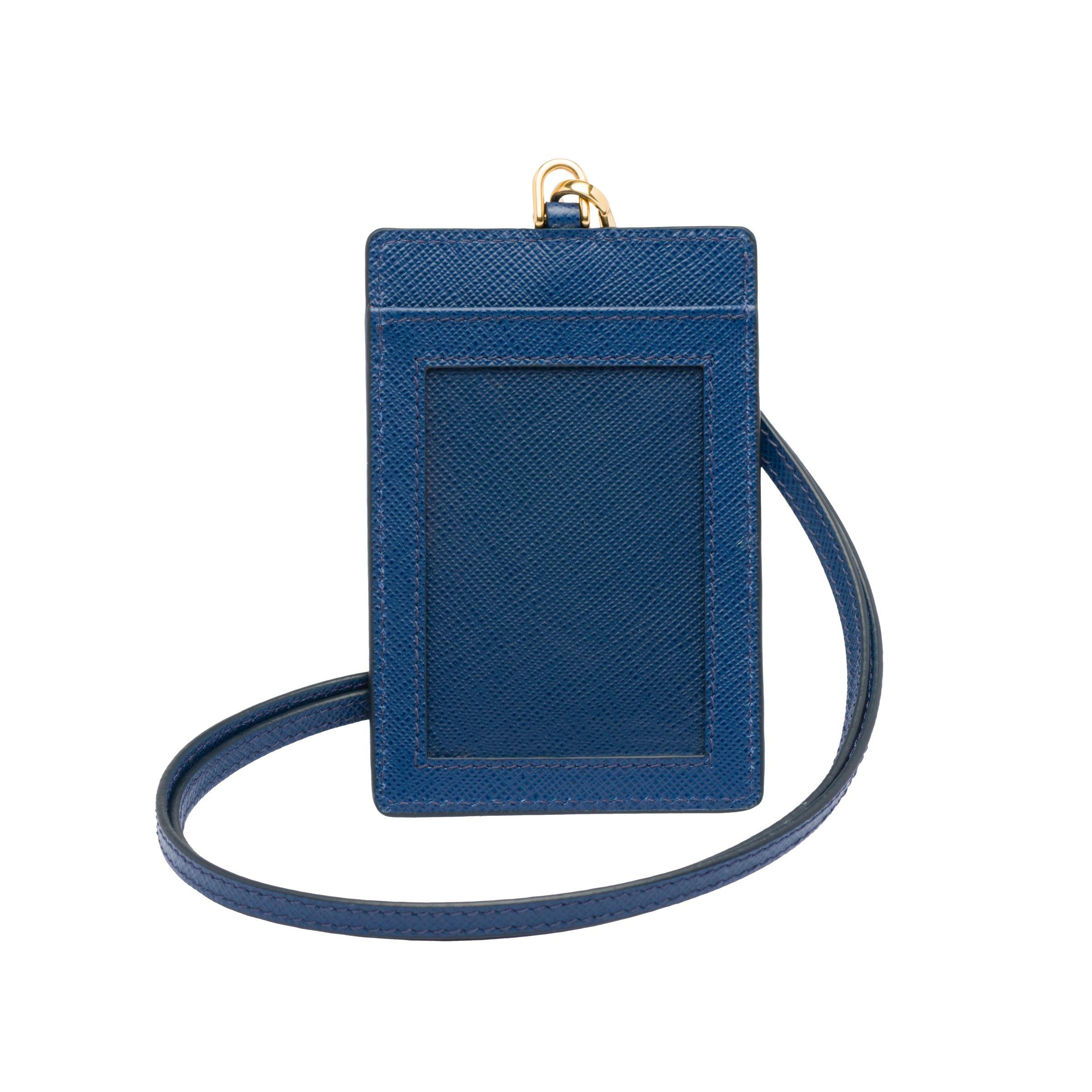 Prada Leather Badge Holder in Blue Lyst