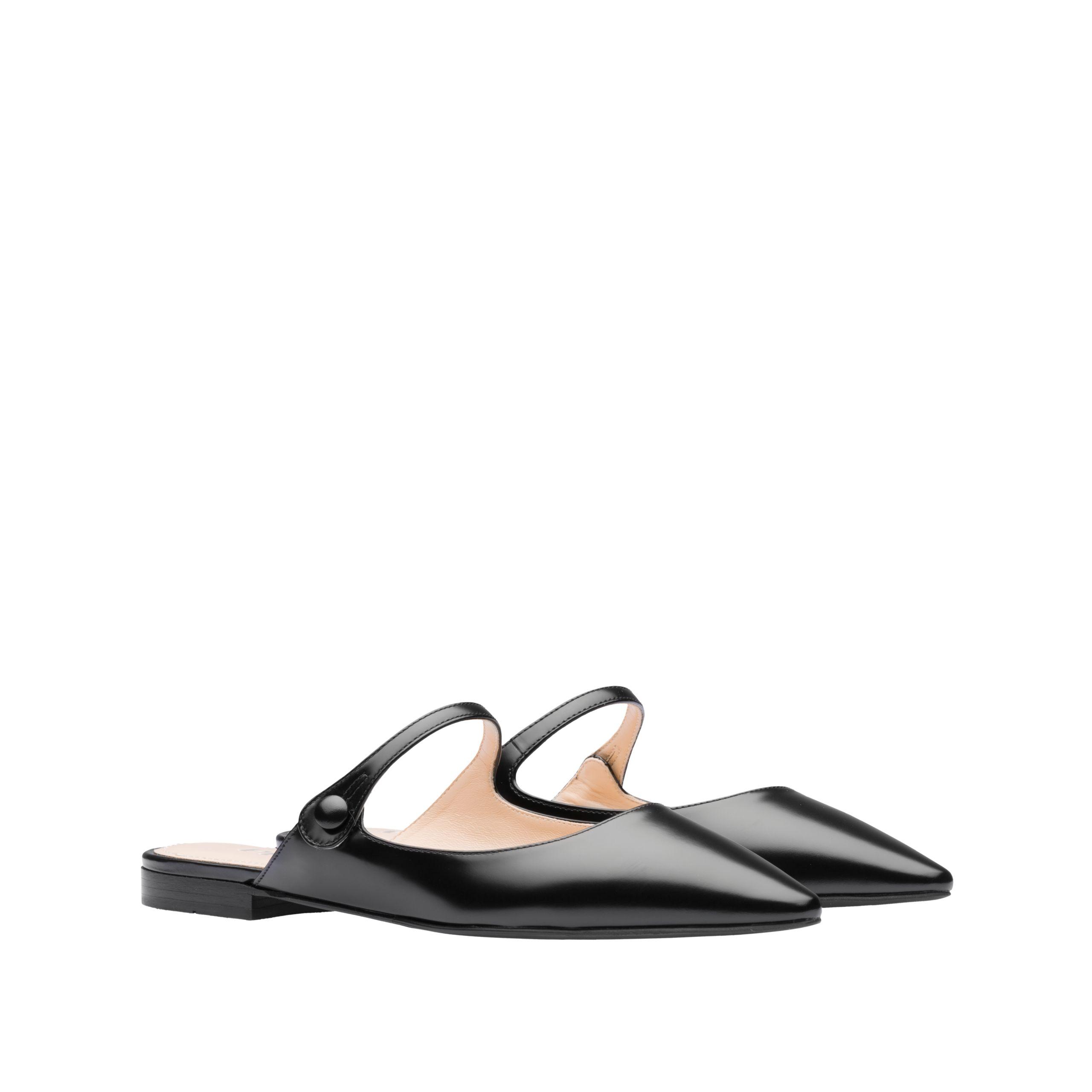 Prada Leather Mules - Lyst