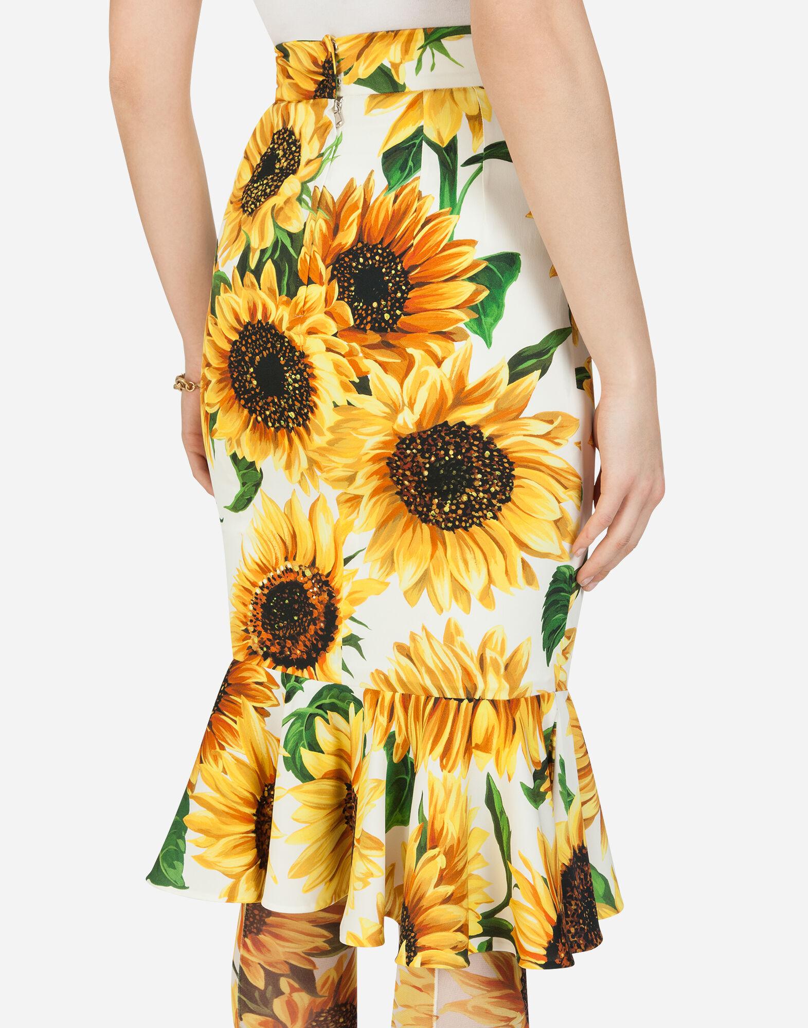 Dolce & Gabbana Silk Sunflower Skirt in Floral Print (Yellow) - Lyst