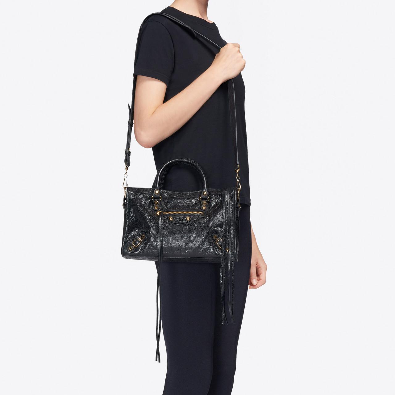Balenciaga Leather Classic Gold City S in Black - Lyst