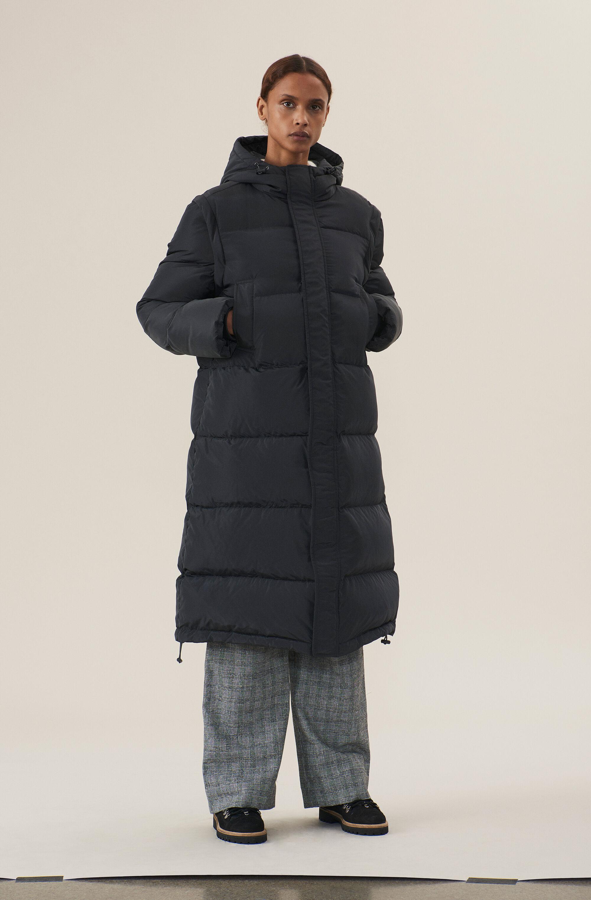 Ganni Synthetic Tech Down Coat in Black Lyst