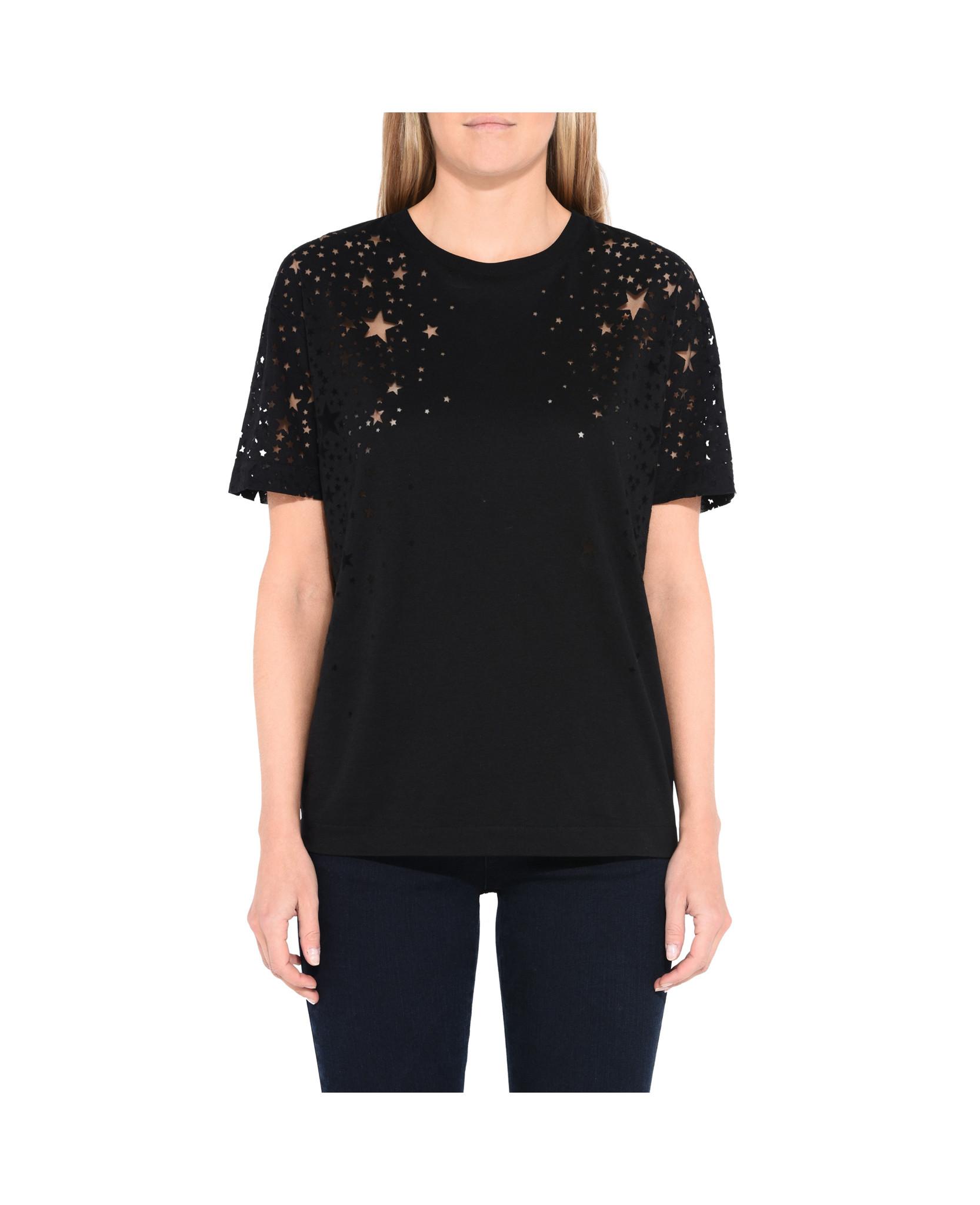 Stella McCartney Cotton Sheer Stars T-shirt in Black - Lyst