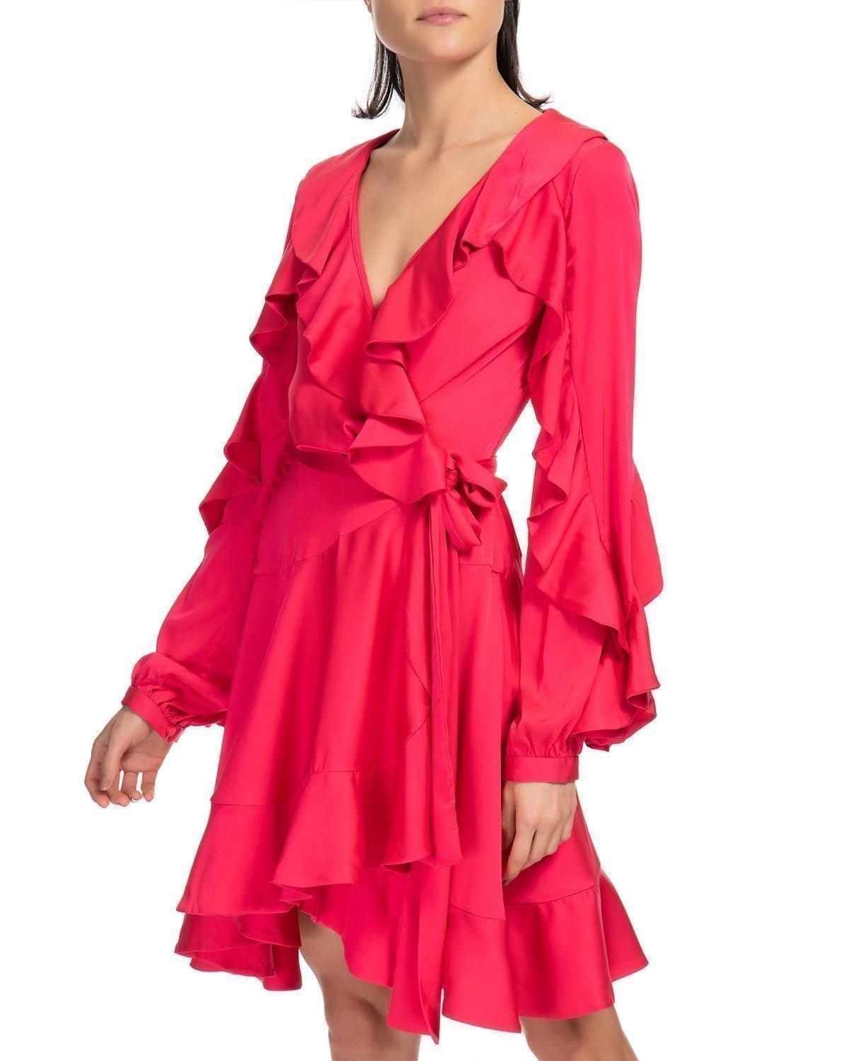 PATBO Ruffle Sleeve Mini Wrap Dress in Pink - Lyst