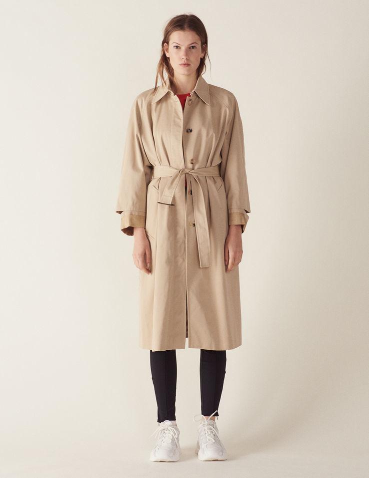 Sandro Cotton Long Trench-style Coat in Beige (Natural) - Lyst