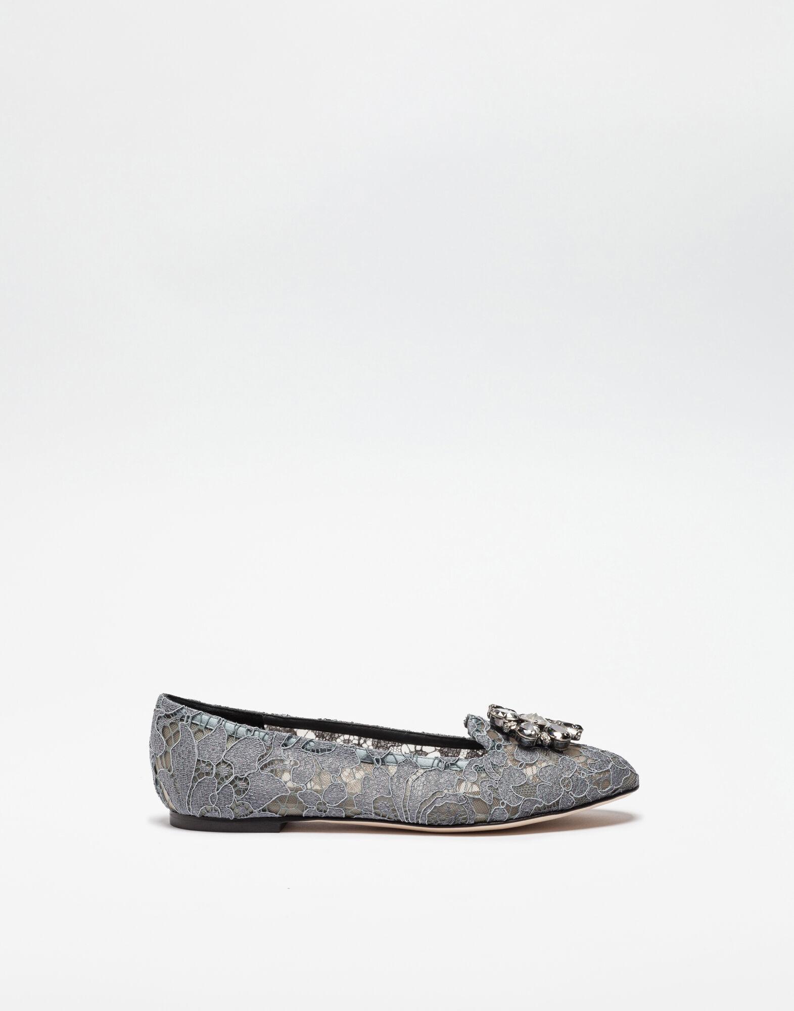 Dolce & Gabbana Lace Slipper in Grey (Gray) - Lyst