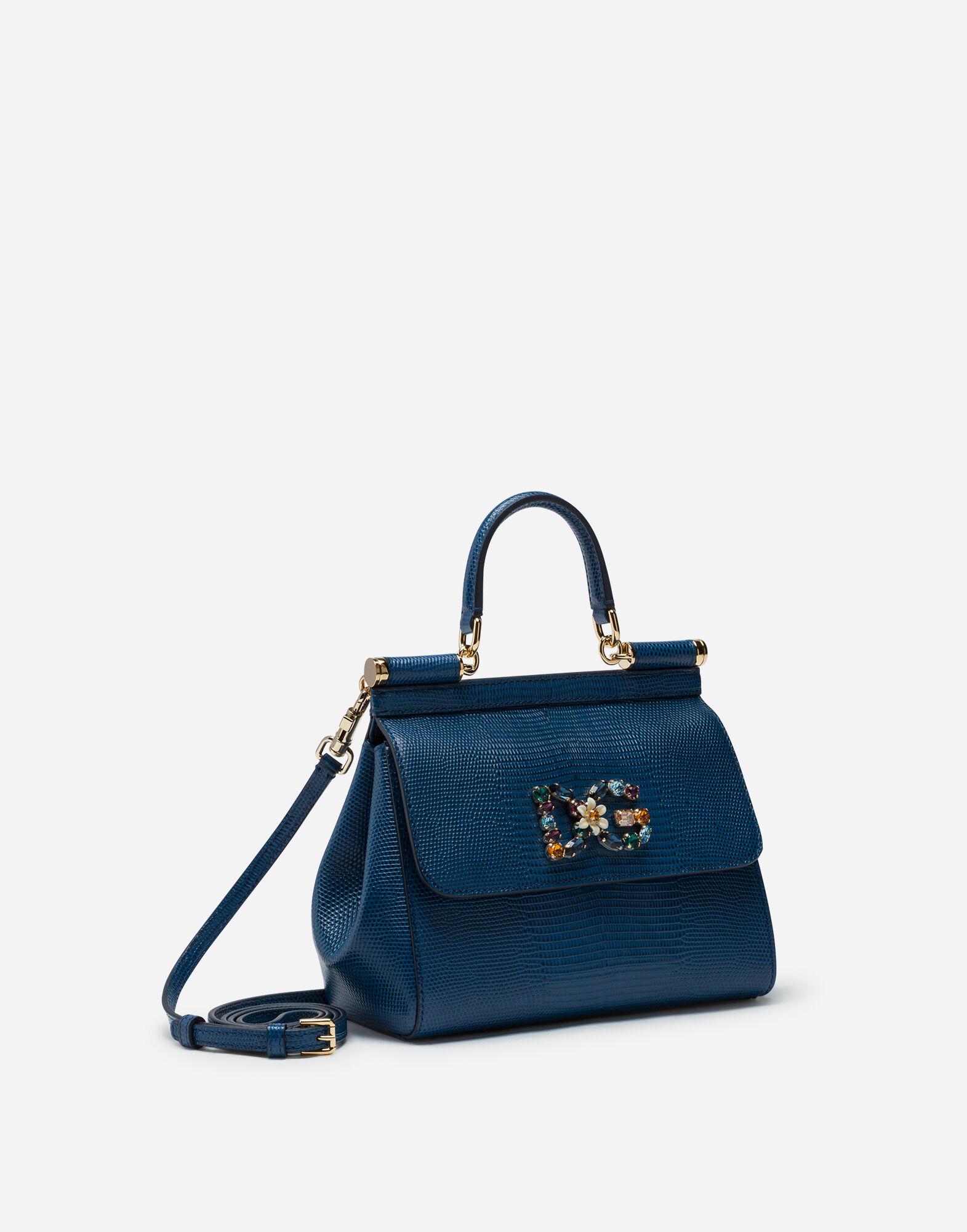 Dolce & Gabbana Leather Small Iguana Print Calfskin Sicily Bag With ...