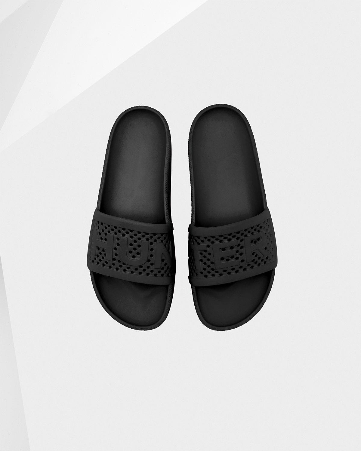 womens black designer slides