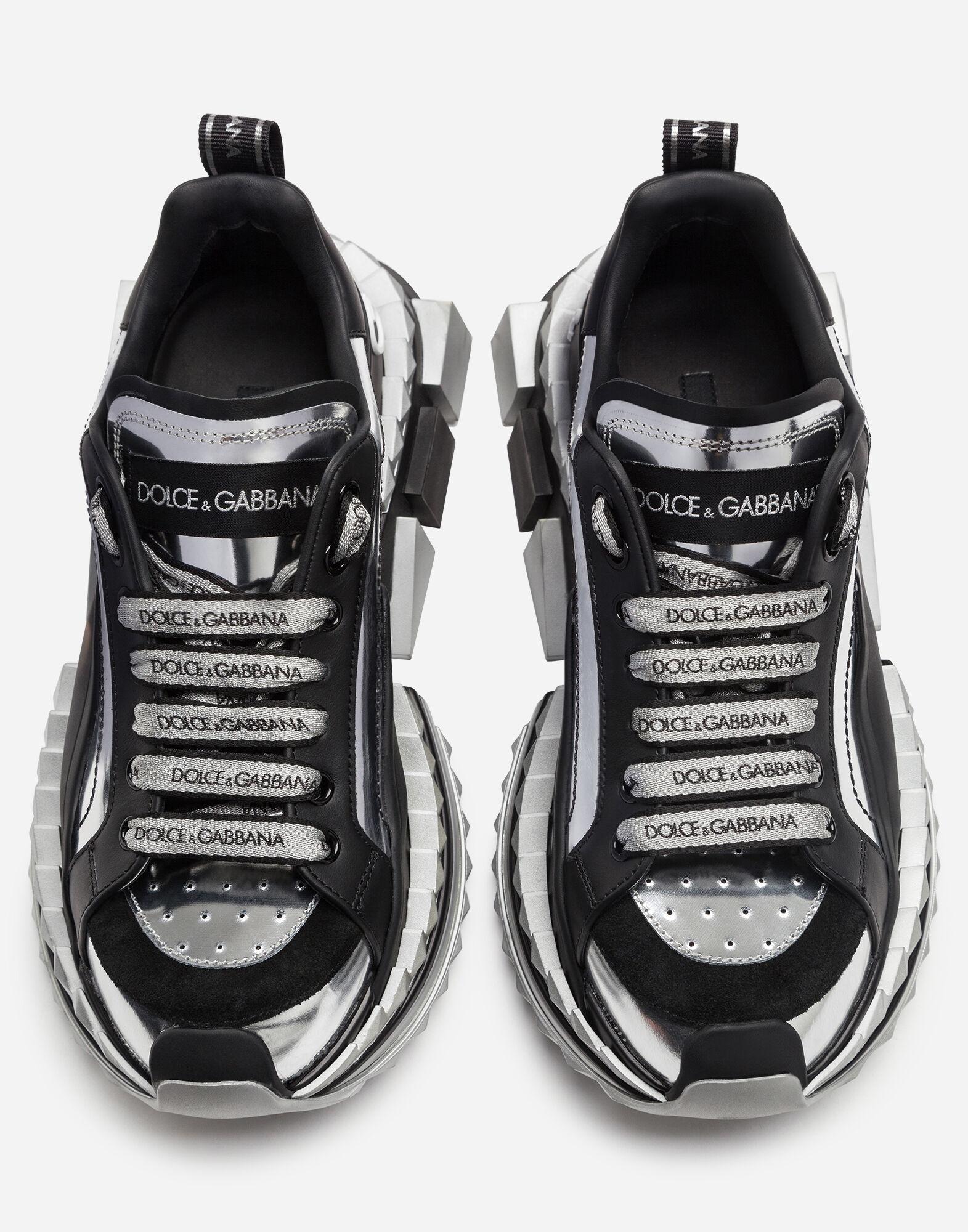 Dolce & Gabbana Leather Mixed-material Super Queen Sneakers in Silver ...