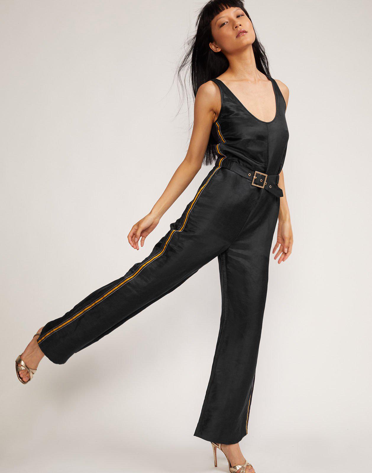 Cynthia Rowley Synthetic Dylan Wide Leg Jumpsuit in Black - Lyst