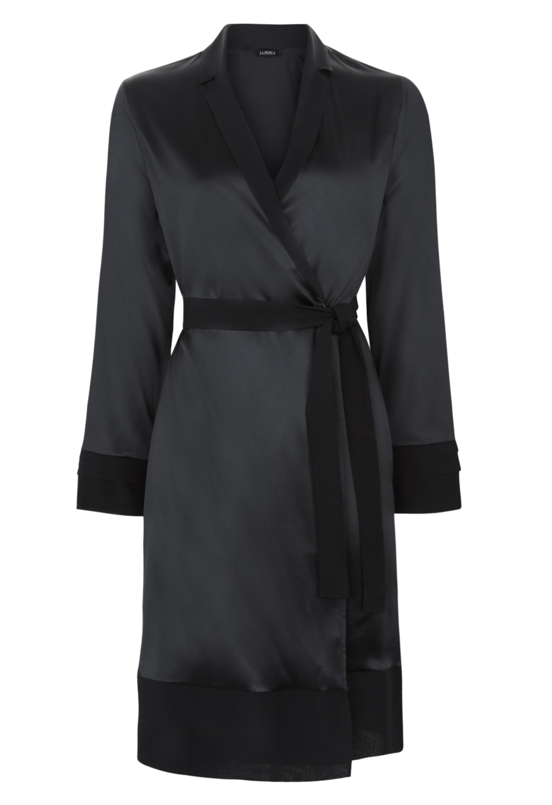 La Perla Silk Essence Short Robe in Black - Lyst