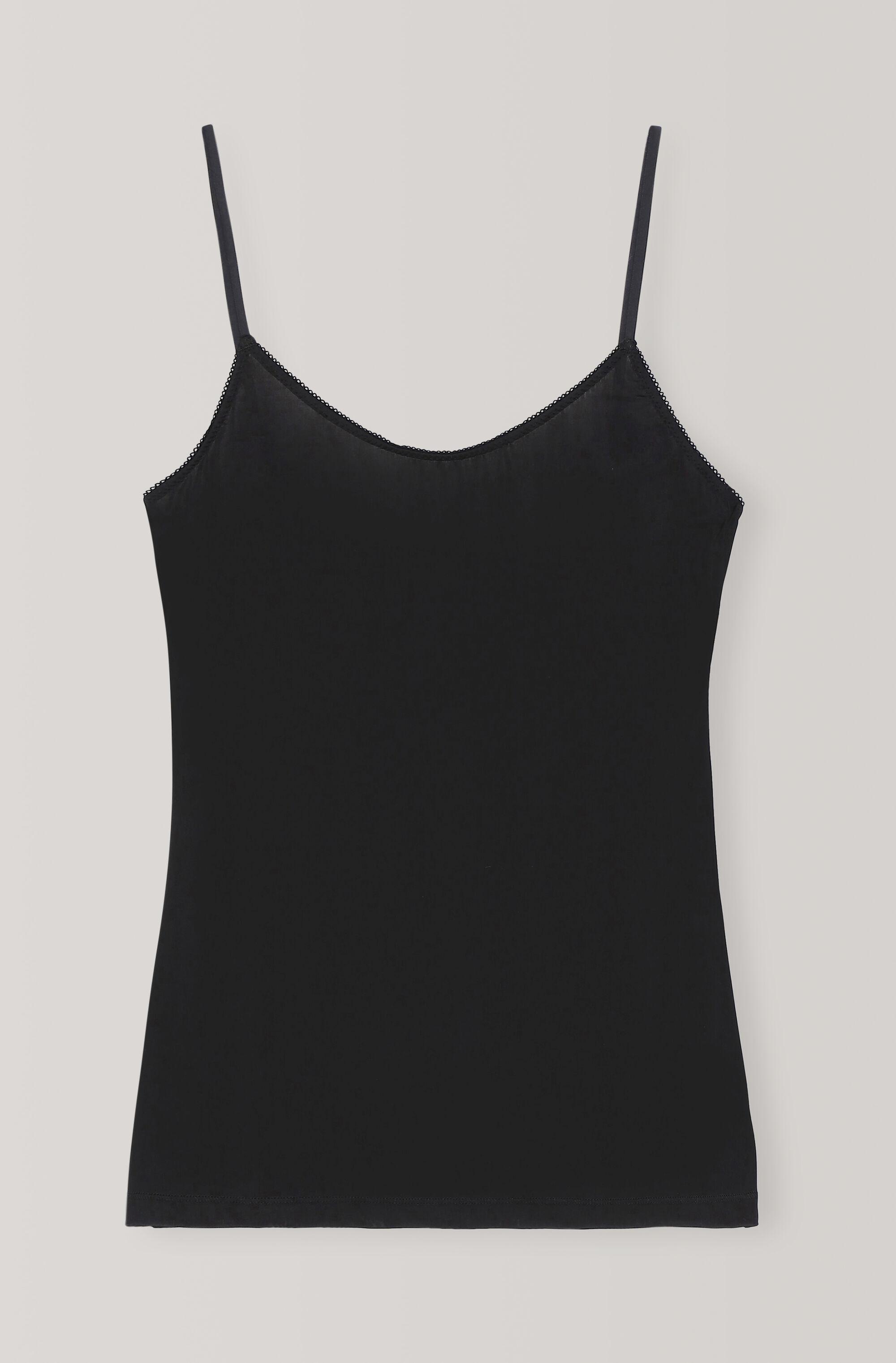 Ganni Rayon Underwear Slip Top in Black Lyst