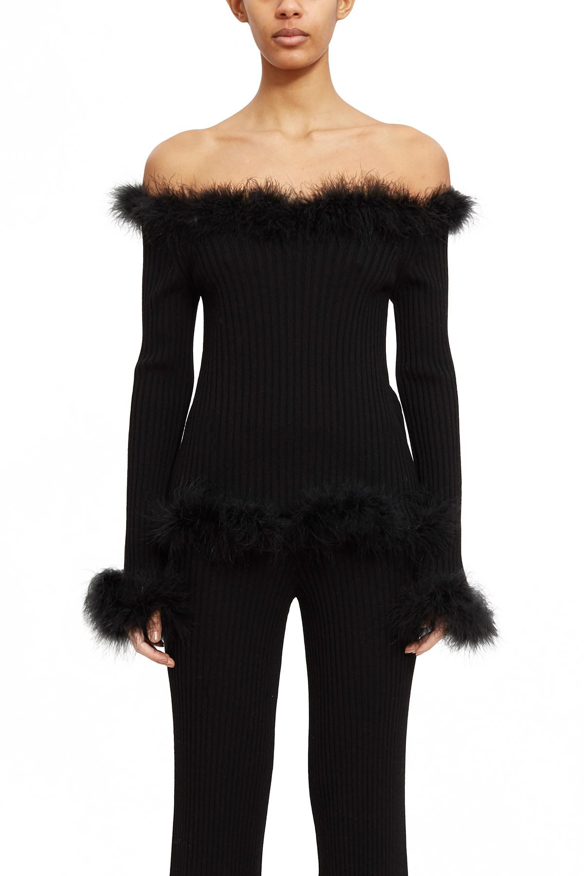 Opening Ceremony Offtheshoulder Feather Sweater in Black Lyst