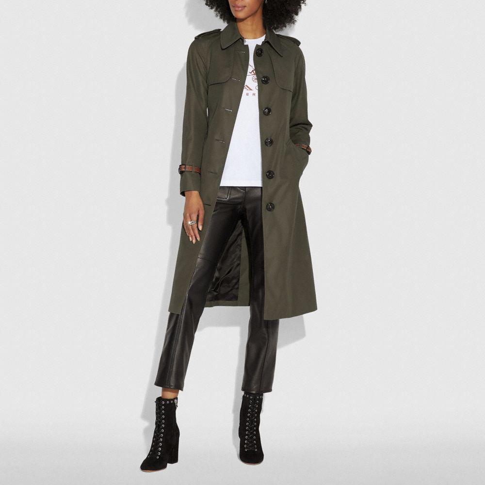 COACH Cotton Trench Coat in Military (Green) Lyst