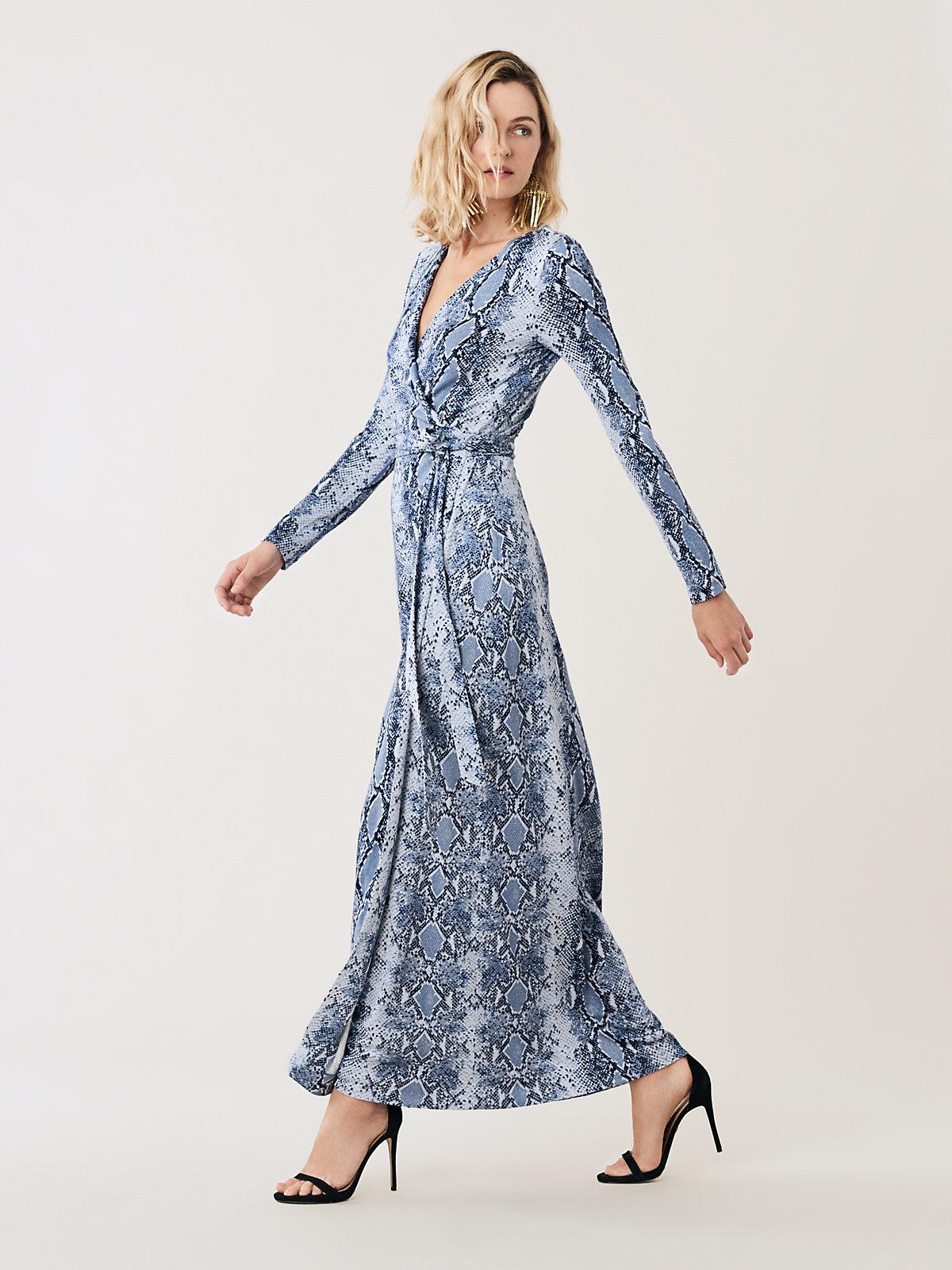 Diane von Furstenberg New Julian Silk-jersey Maxi Wrap Dress in Python ...