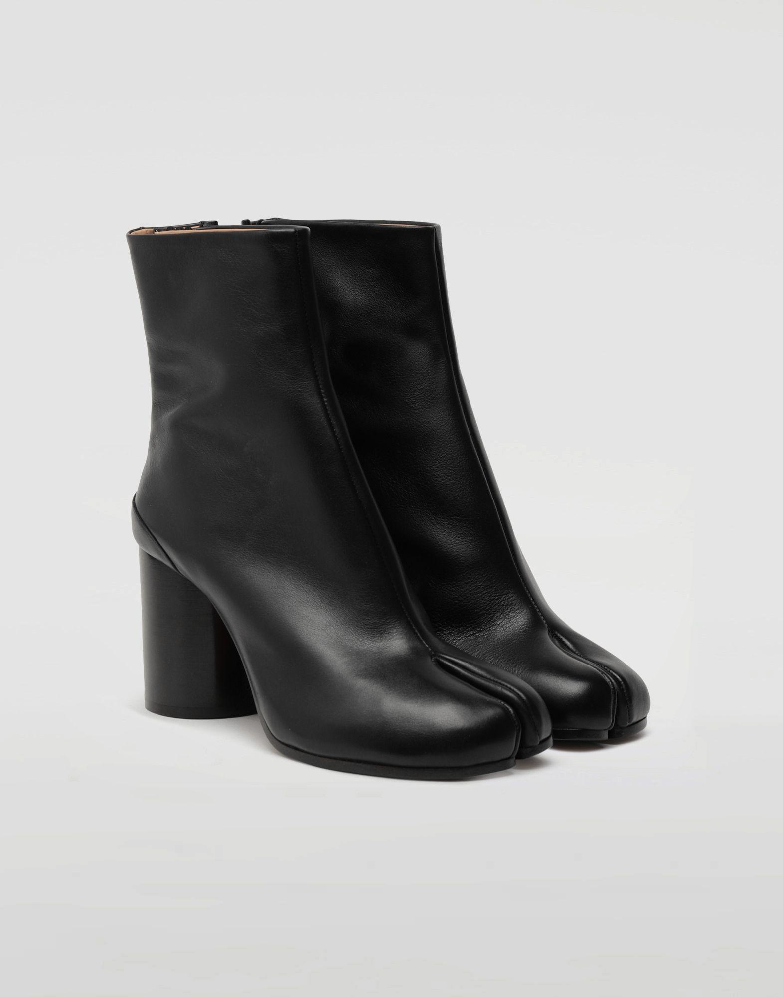 maison margiela black mid heel tabi boots
