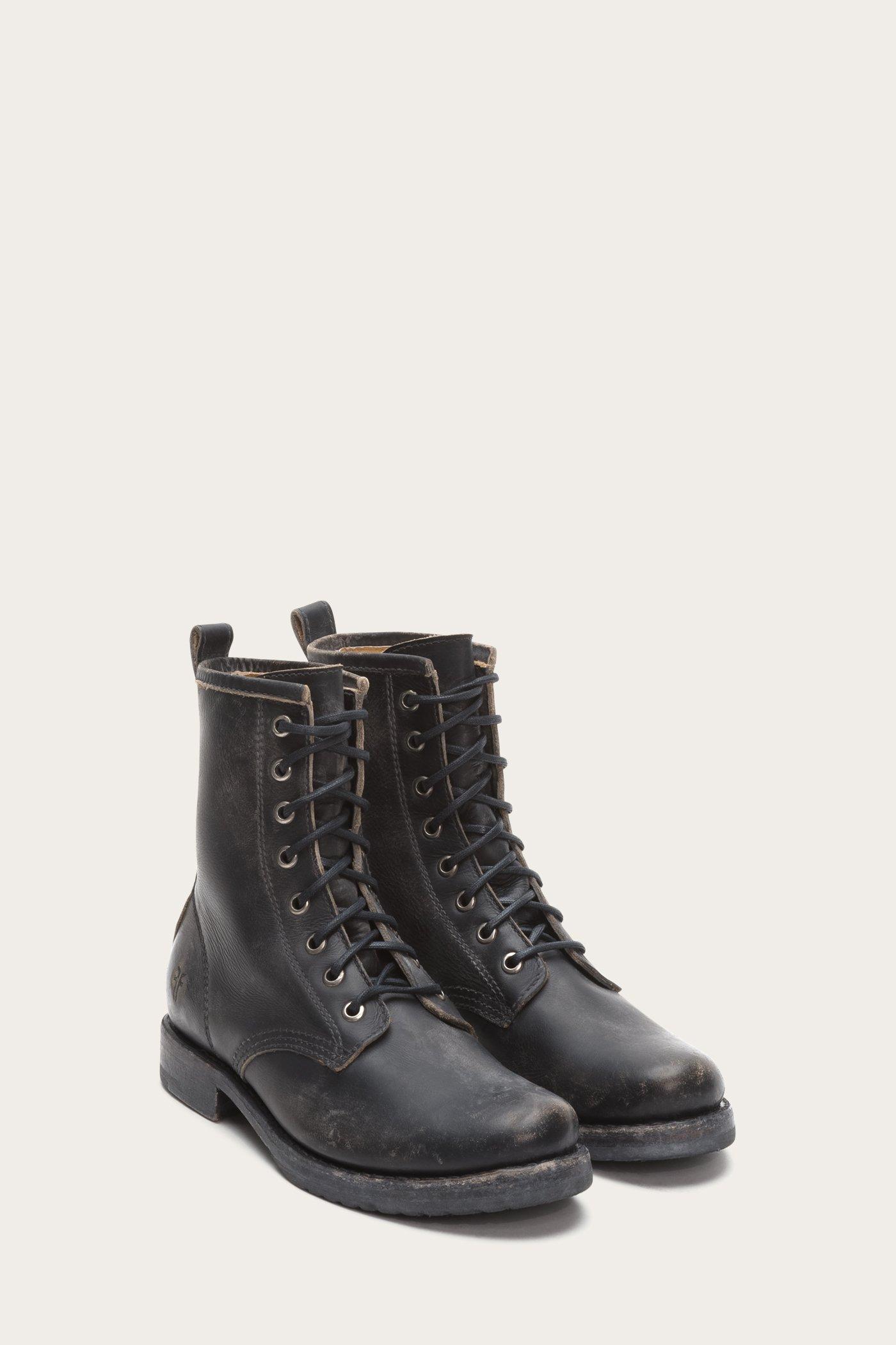 Frye Leather Veronica Combat in Black - Lyst