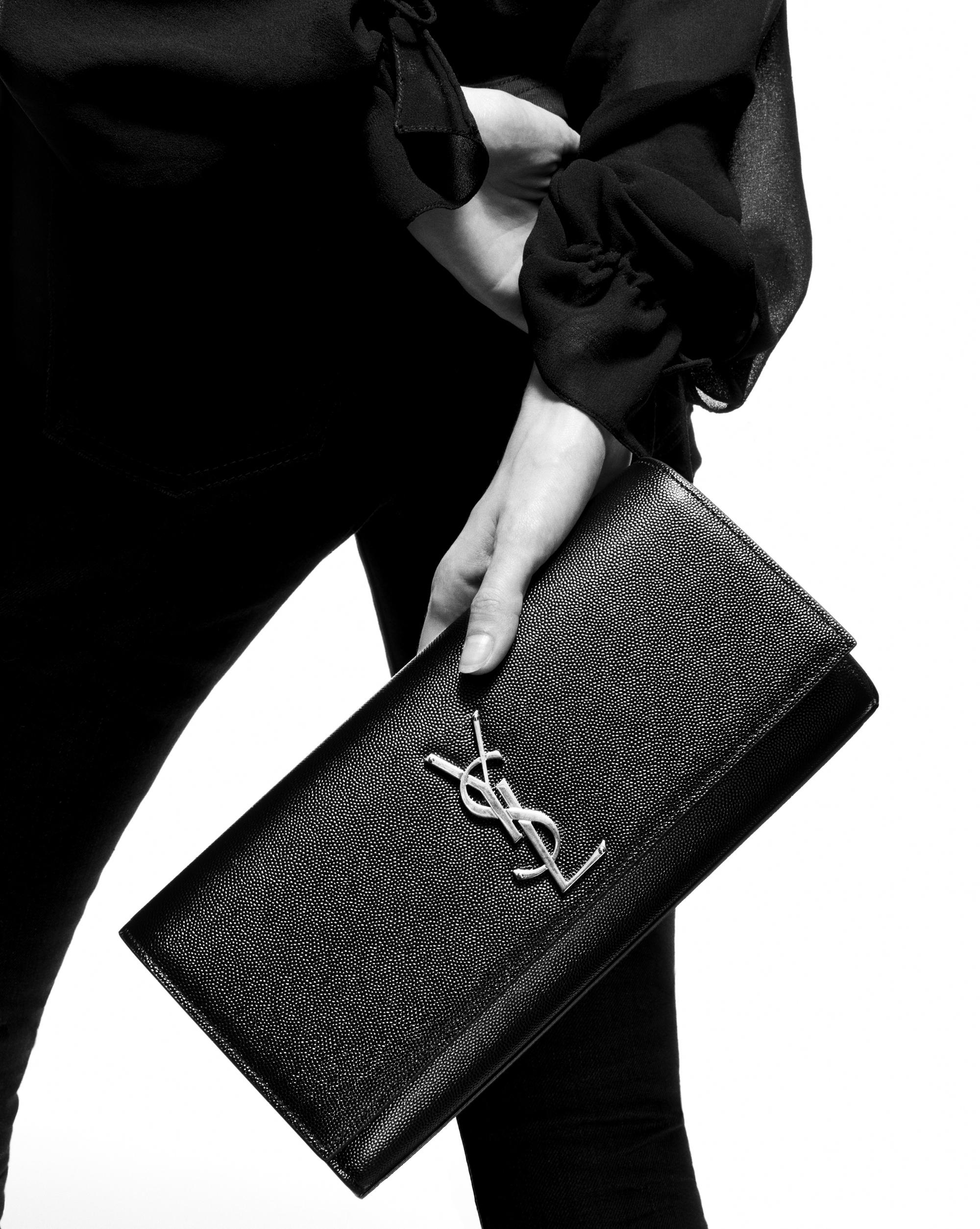 Saint Laurent Leather Kate Clutch in Black Lyst