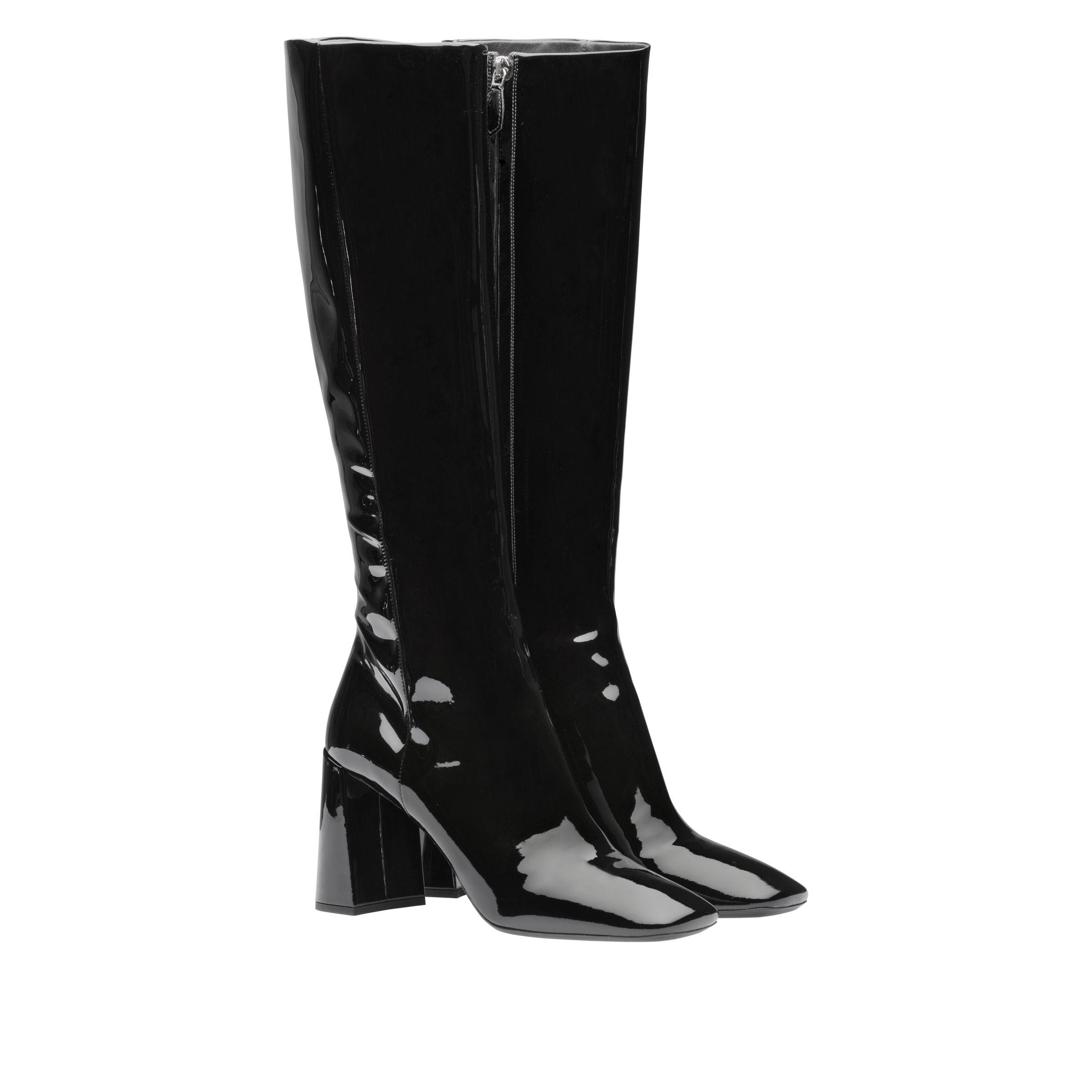 prada patent leather booties