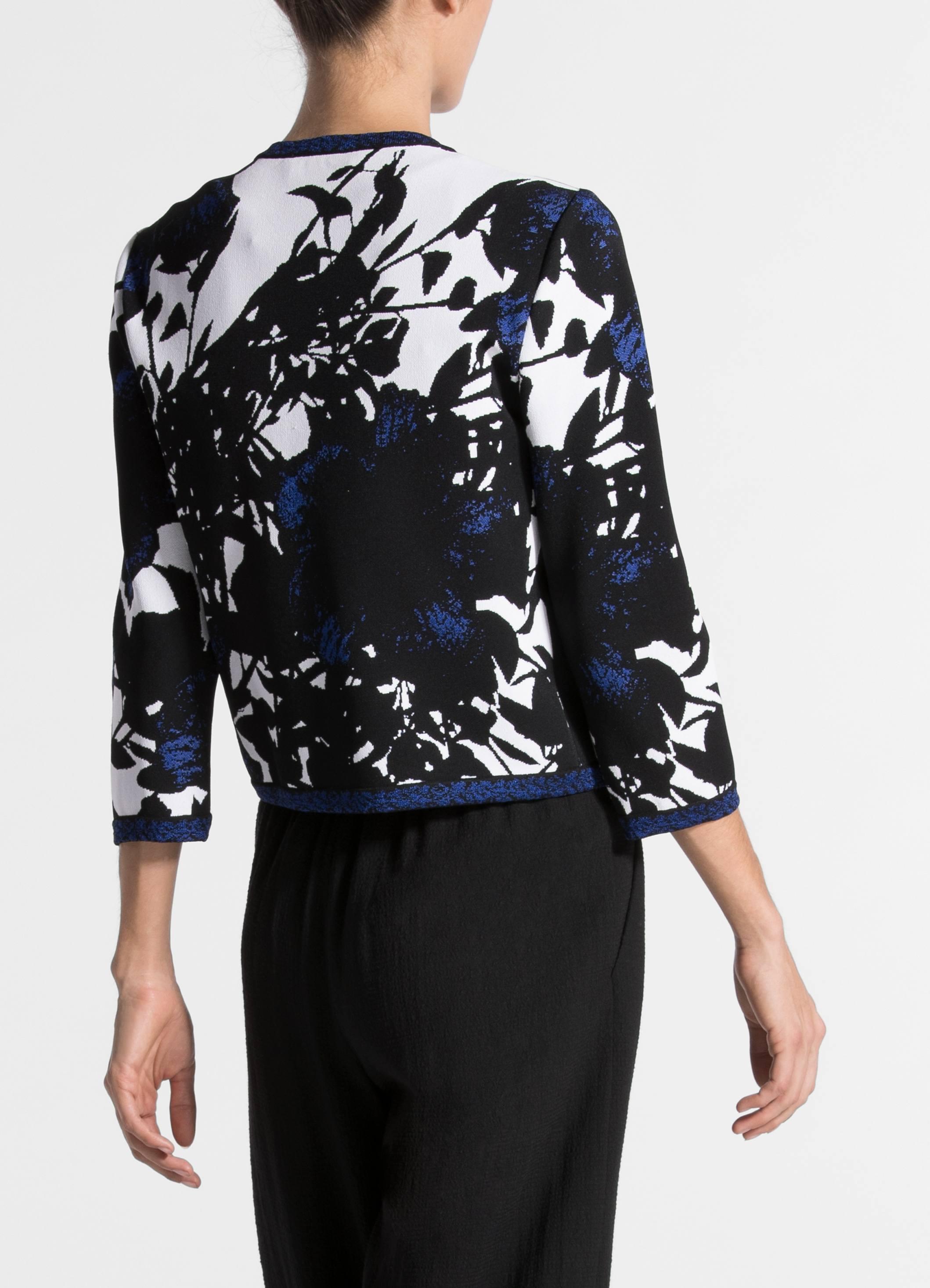 St. John Graphic Floral Jacquard Knit Cardigan in Black Lyst