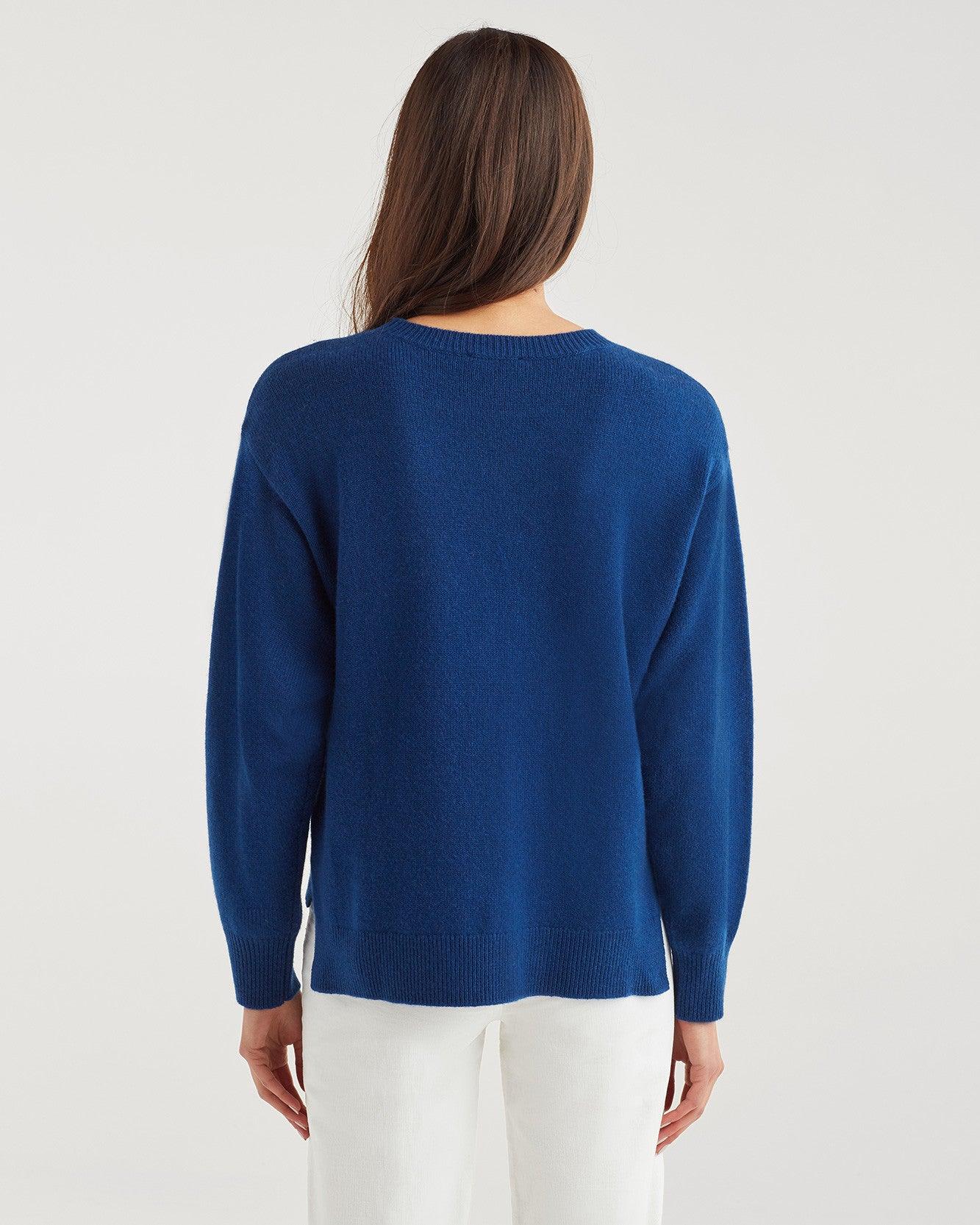 7 For All Mankind Cashmere Step Hem Pullover Sweater in Indigo (Blue ...