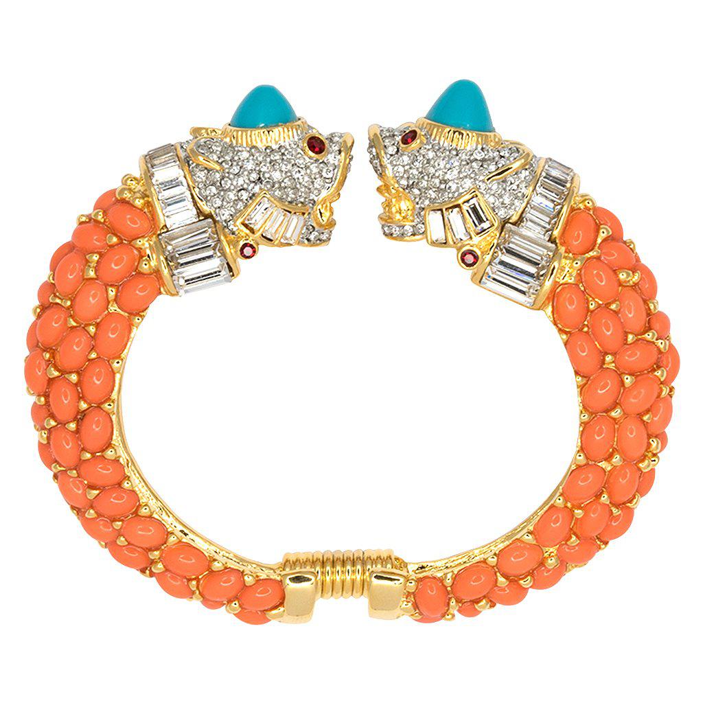 Kenneth Jay Lane Coral & Turquoise Cabochon Bracelet - Lyst