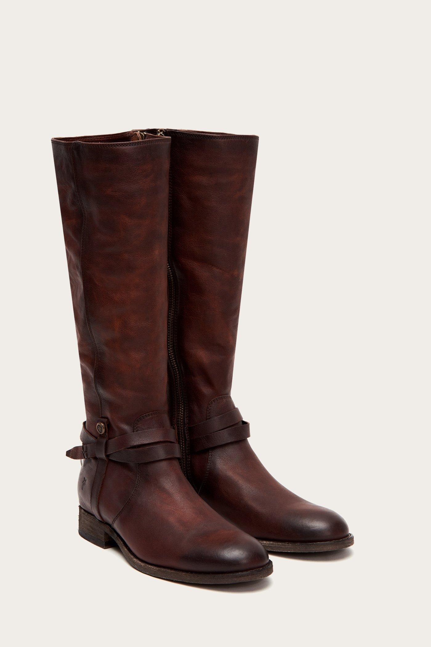 Frye Leather Melissa Belted Tall Wide Calf in Brown - Lyst