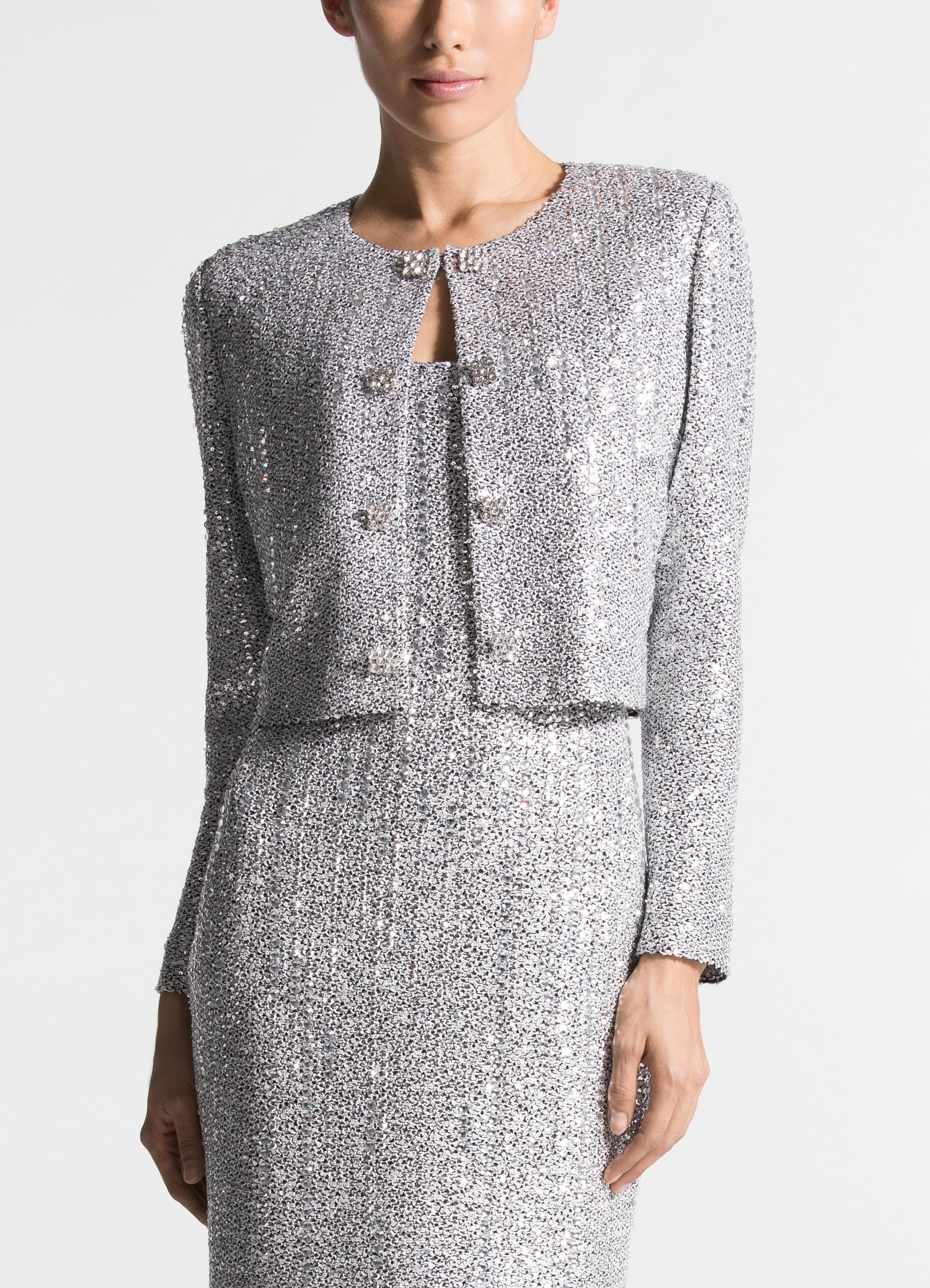 St. John Sequin Knit Cropped Jacket in Metallic Lyst