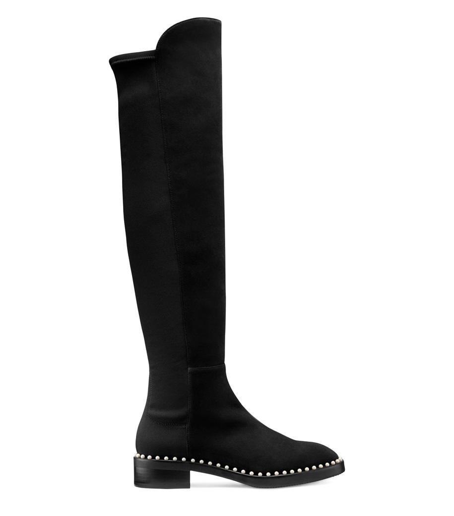 Stuart Weitzman Suede The 5050 Pearl Boot in Black Suede (Black) - Lyst