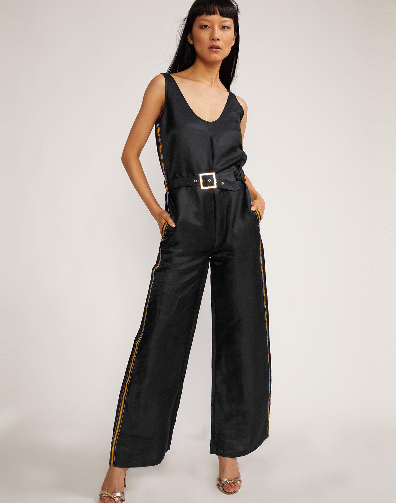 Cynthia Rowley Synthetic Dylan Wide Leg Jumpsuit in Black - Lyst